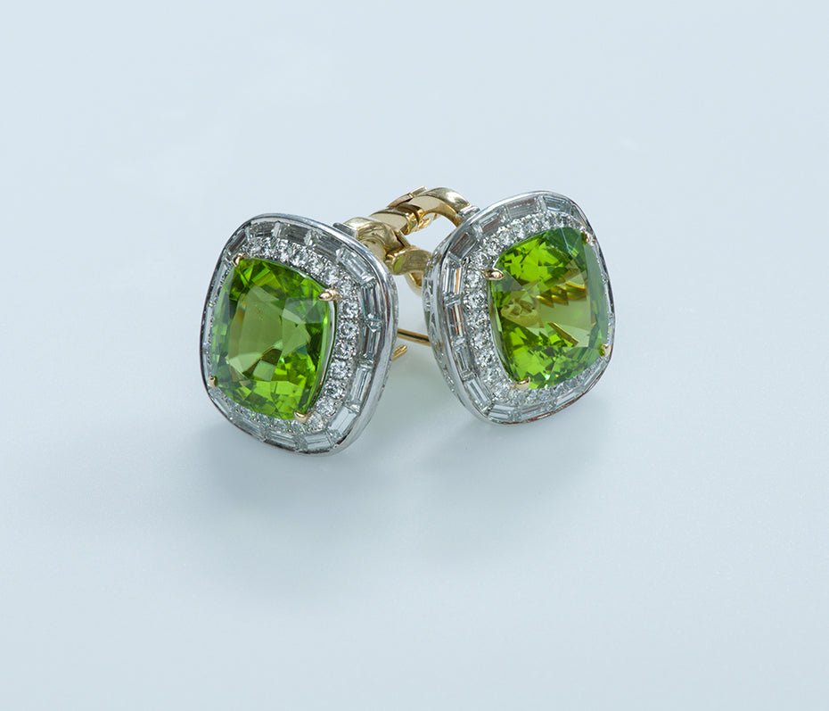 Peridot Diamond Gold Earrings