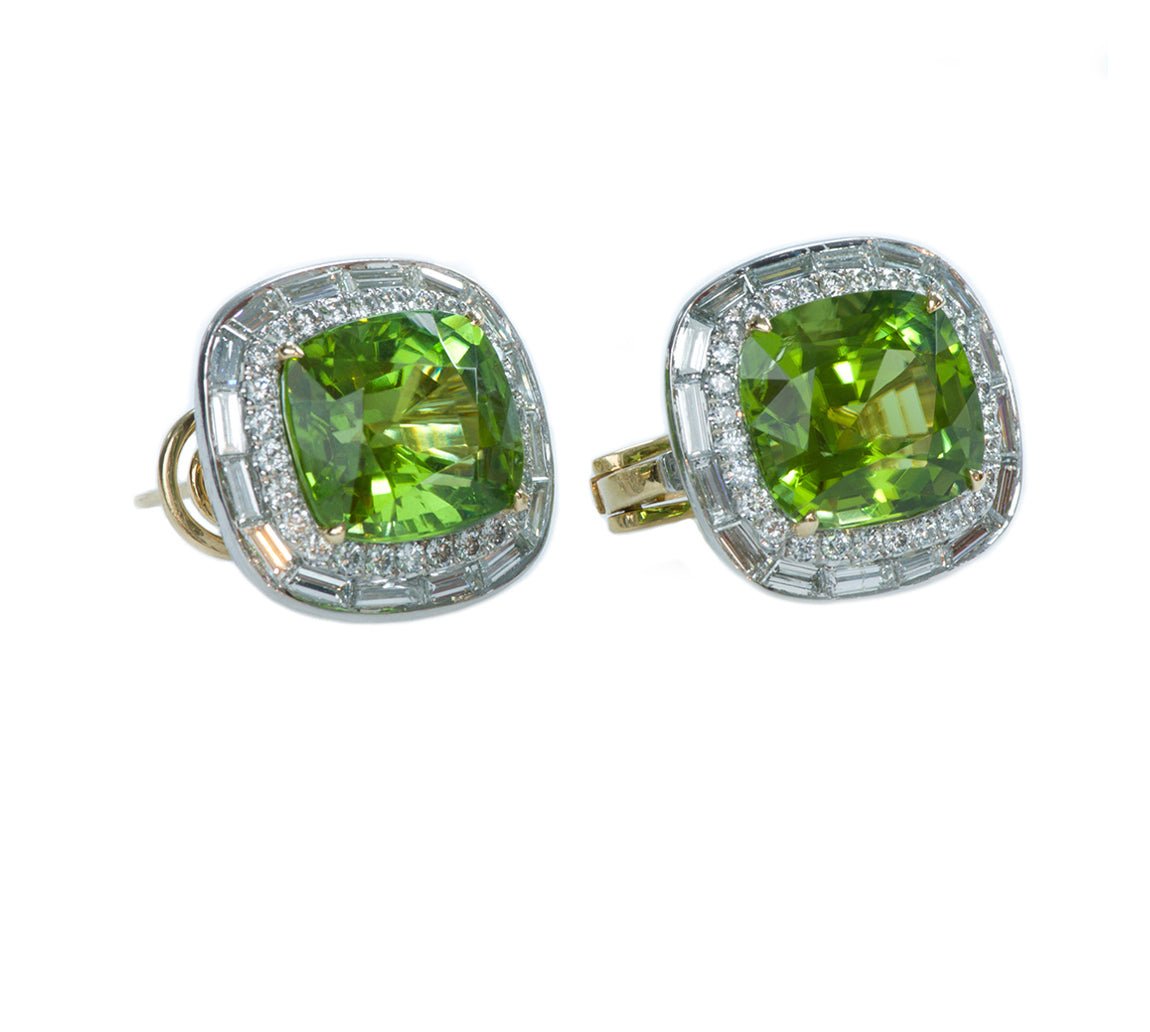 Peridot Diamond Gold Earrings