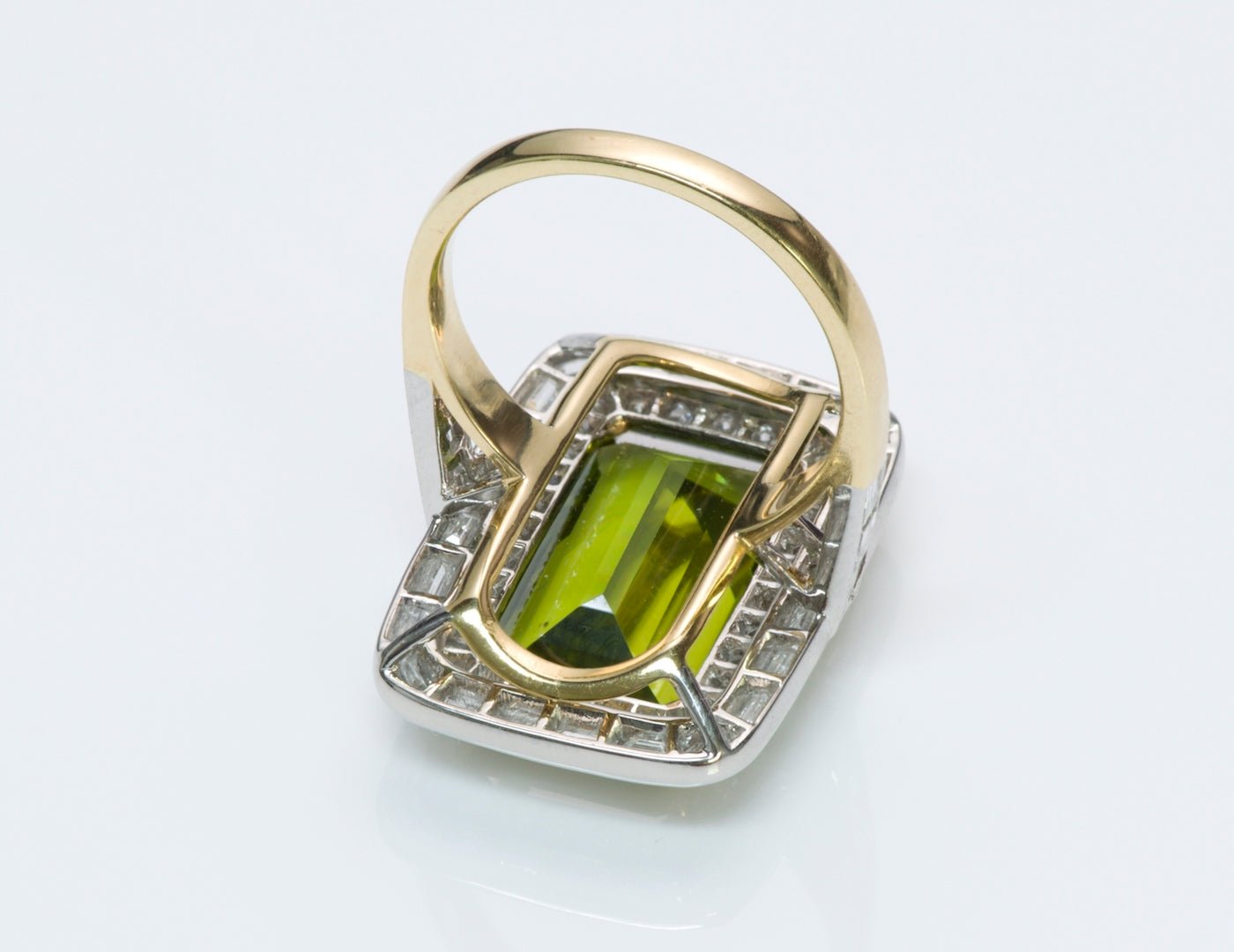 Peridot Diamond Gold Platinum Ring