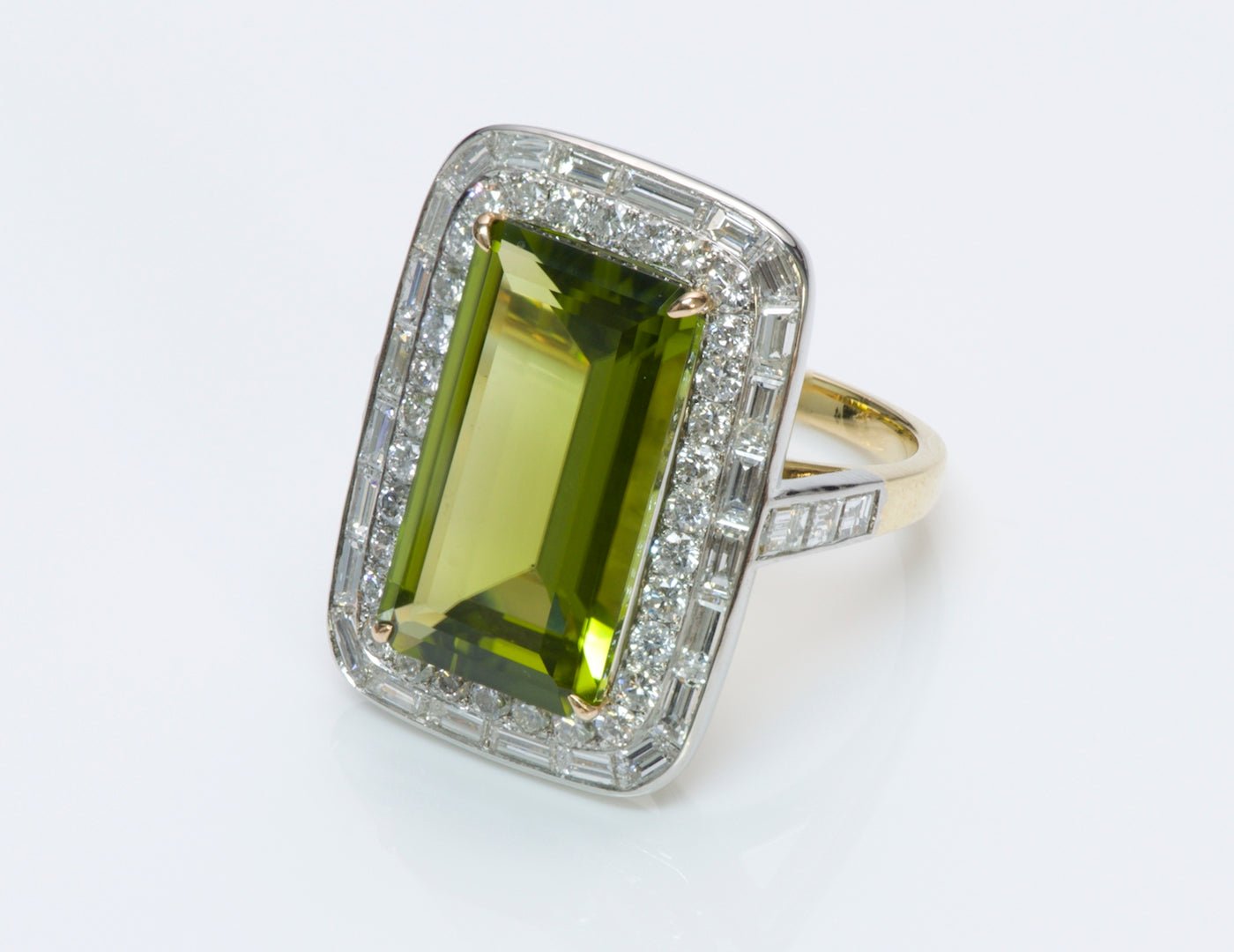 Peridot Diamond Gold Platinum Ring