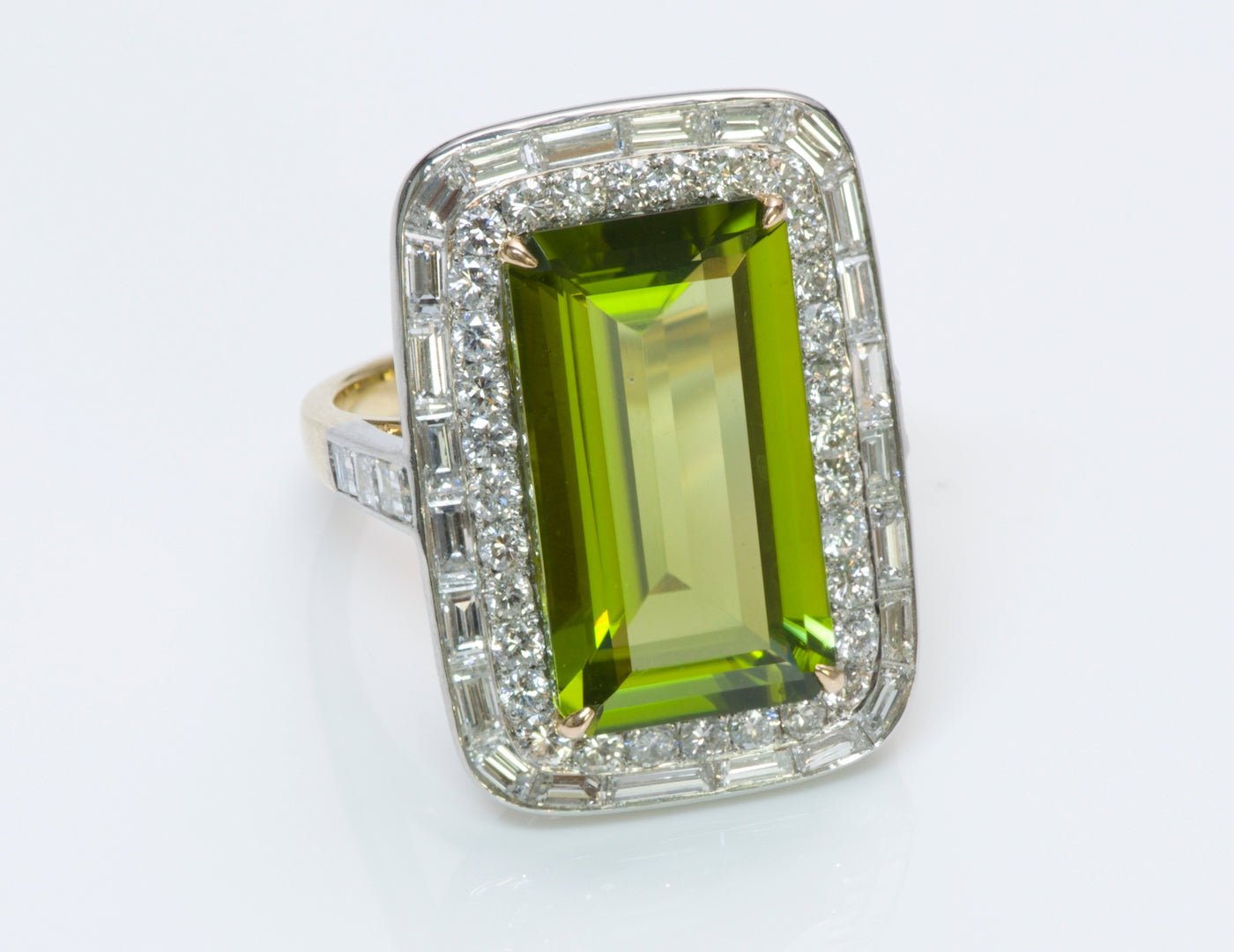 Peridot Diamond Gold Platinum Ring