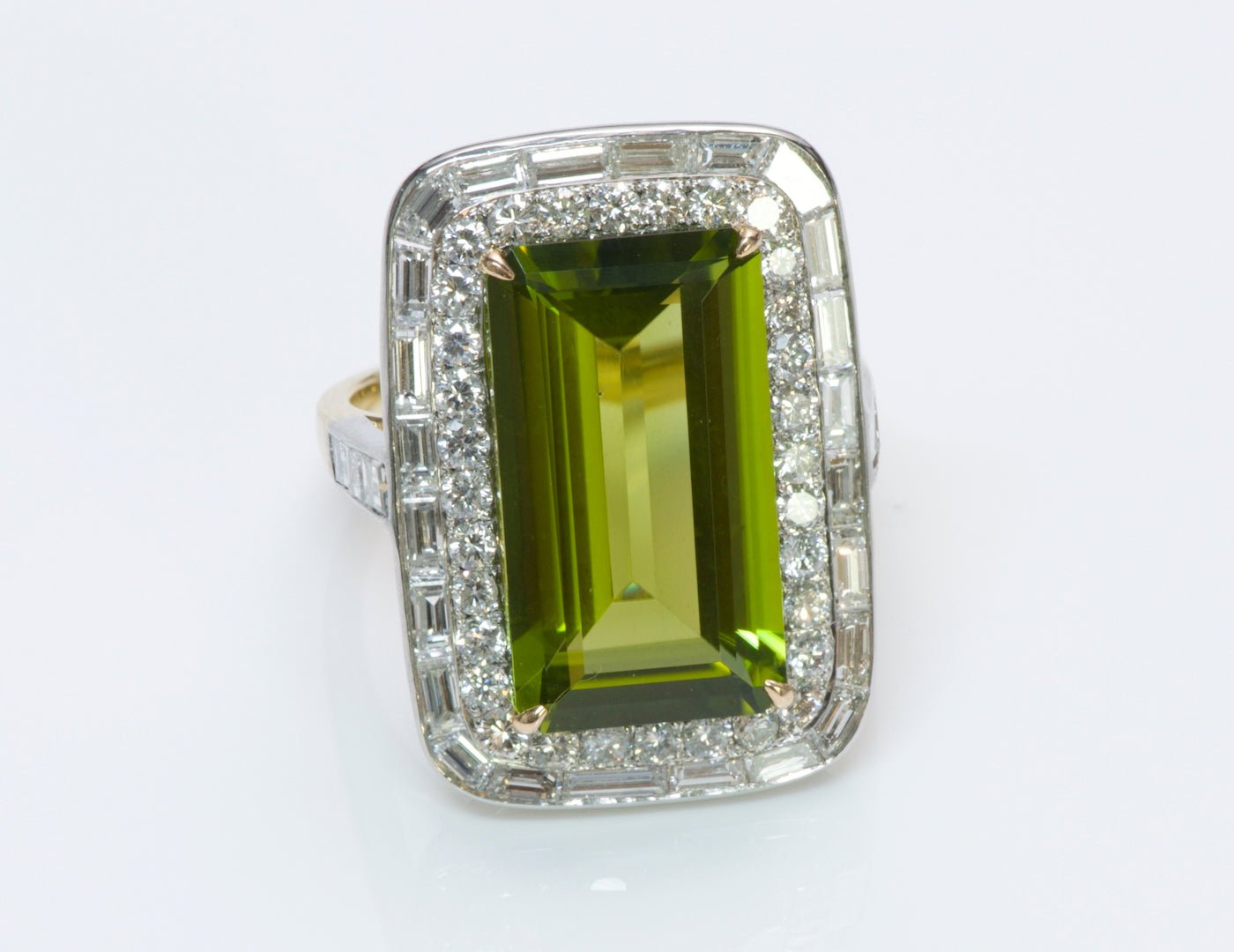 Peridot Diamond Gold Platinum Ring