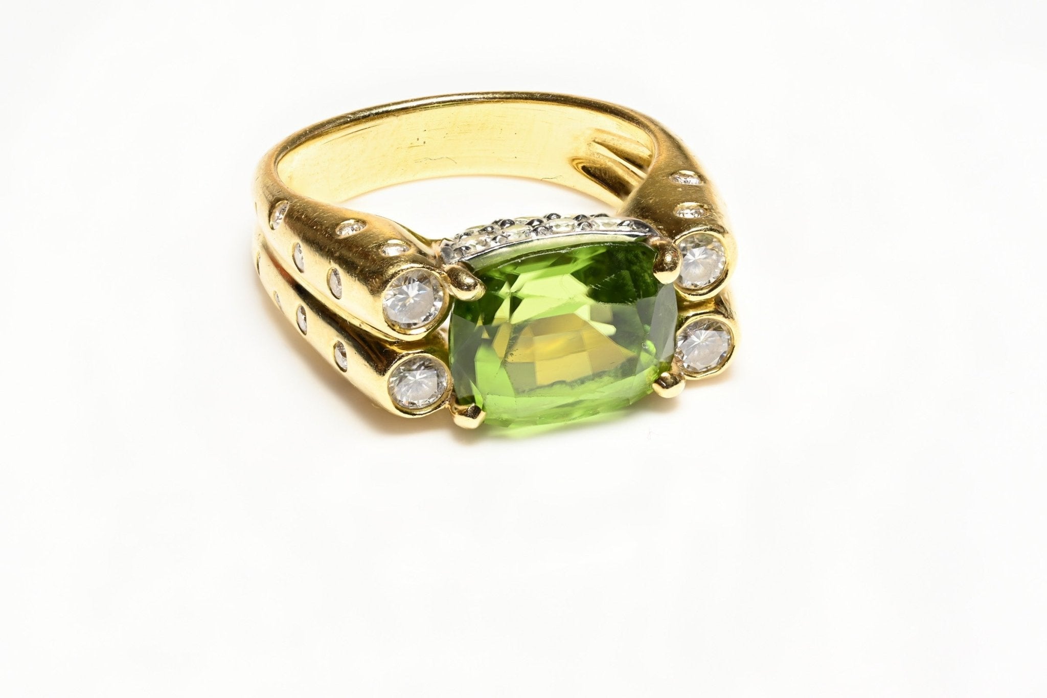 Peridot Diamond Yellow Gold Ring