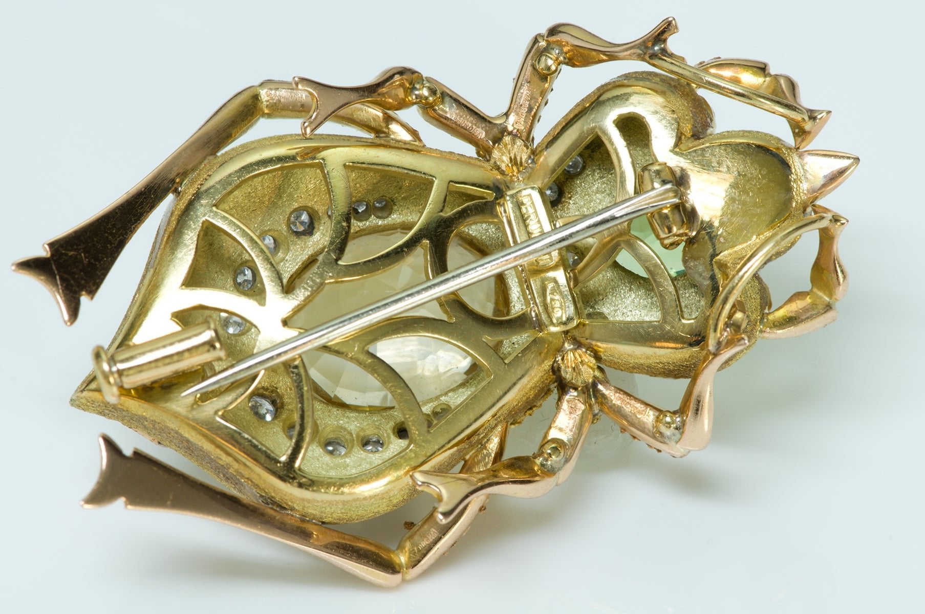 Perugini Citrine Peridot Diamond Ruby Sapphire Gold Brooch