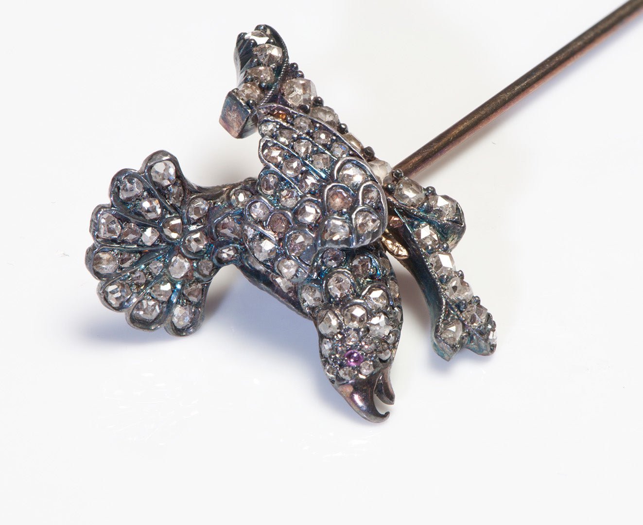 Phenomenal Antique Diamond Bird Stick Pin