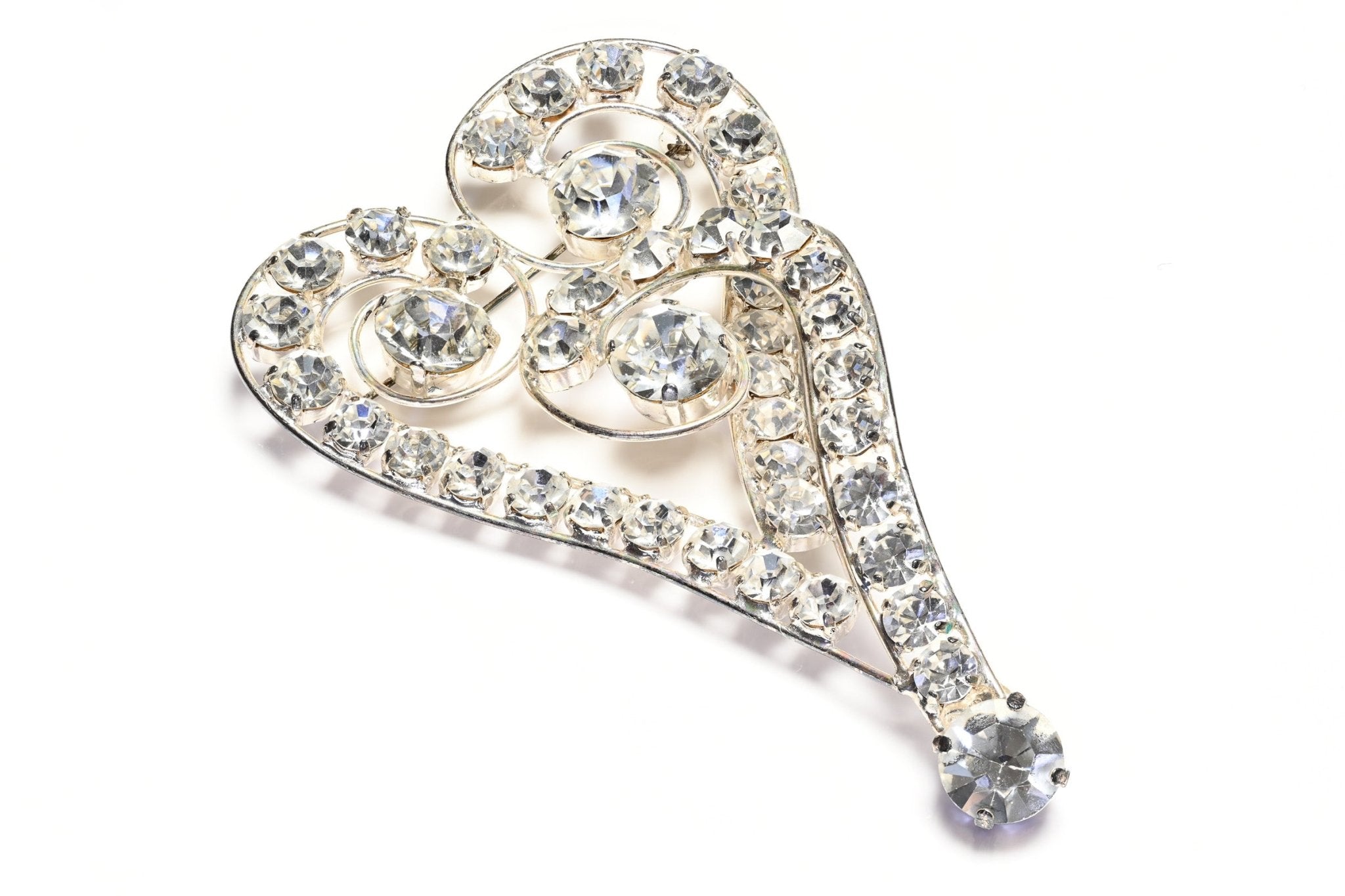 Philippe Ferrandis Paris Large Crystal Heart Question Mark Brooch