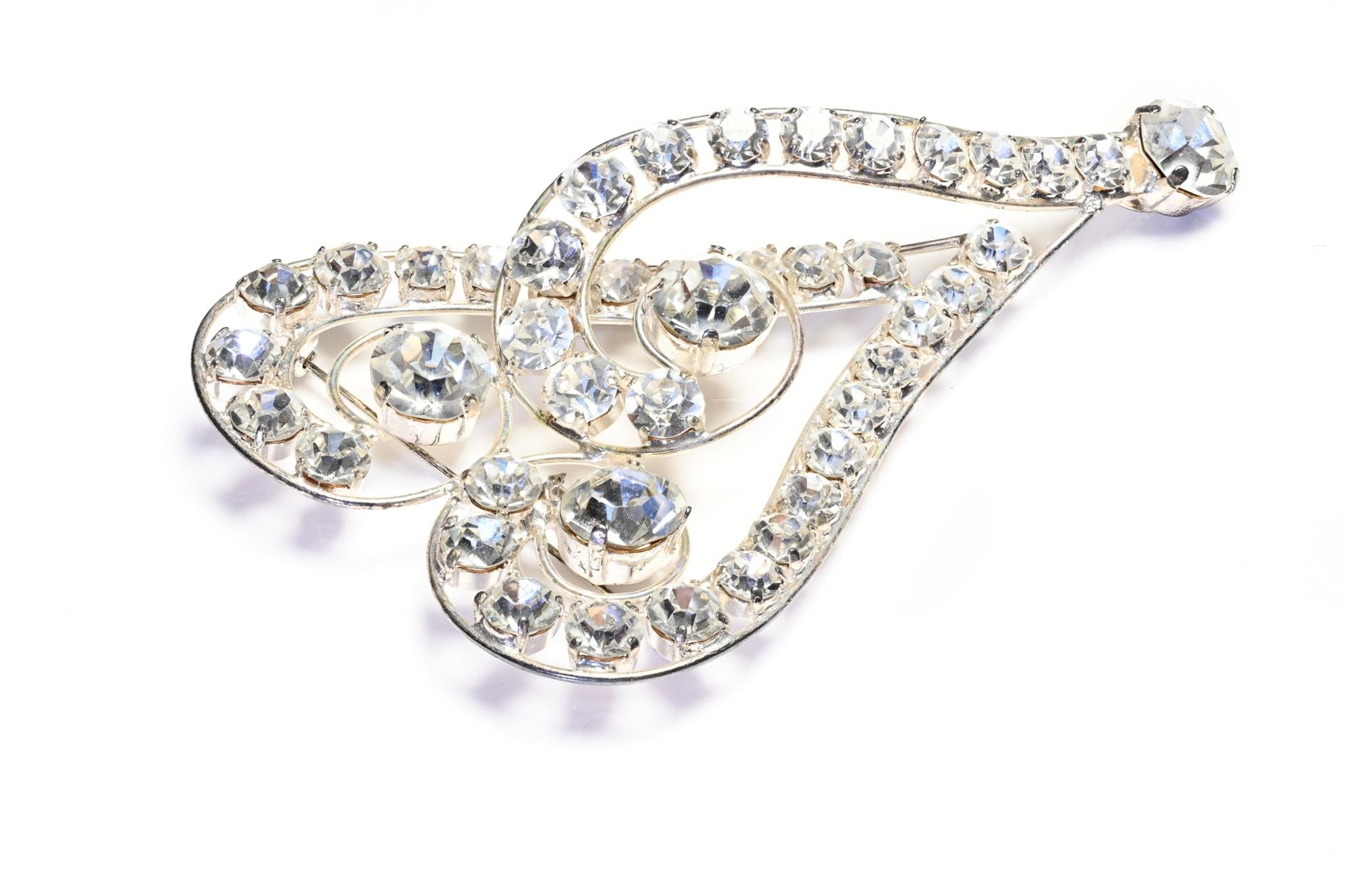 Philippe Ferrandis Paris Large Crystal Heart Question Mark Brooch