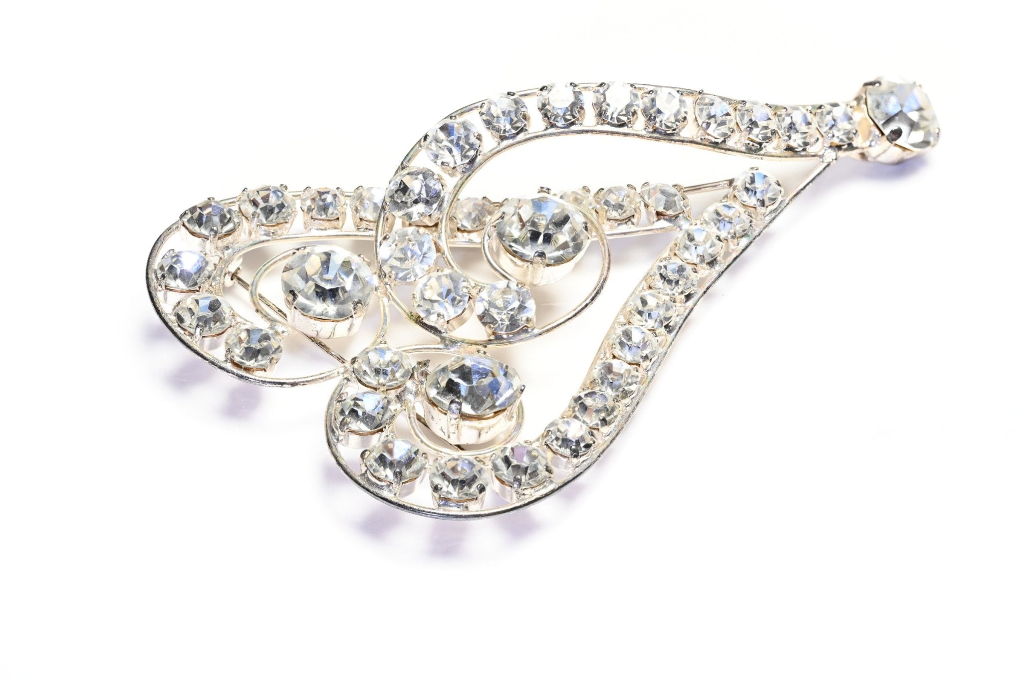 Philippe Ferrandis Paris Large Crystal Heart Question Mark Brooch