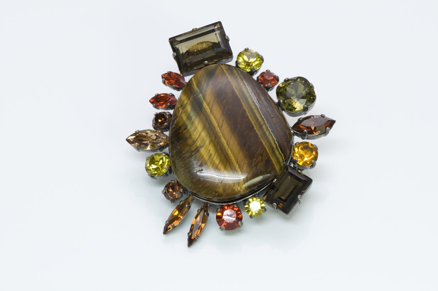 Philippe Ferrandis Tiger Eye Pendant Brooch