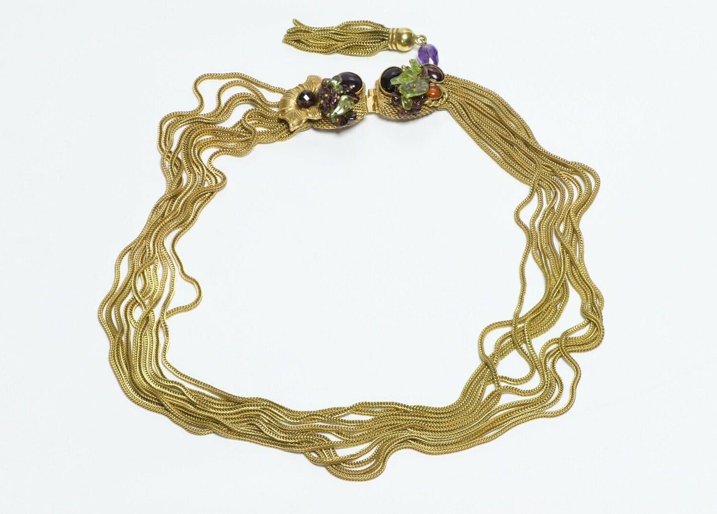 Pierre Lorion Sylvia Karels Paris Cabochon Glass Crystal Multi Chain Necklace