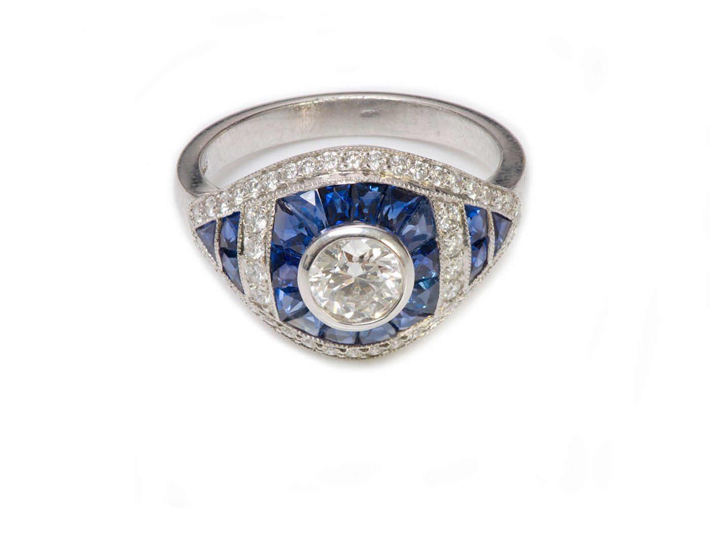 Platinum Diamond Sapphire Ring