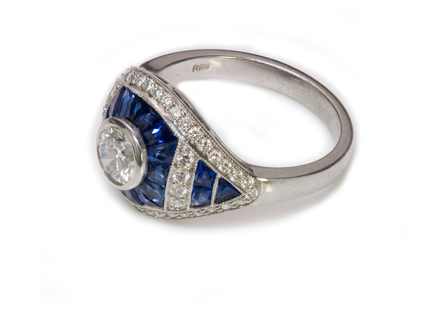 Platinum Diamond Sapphire Ring