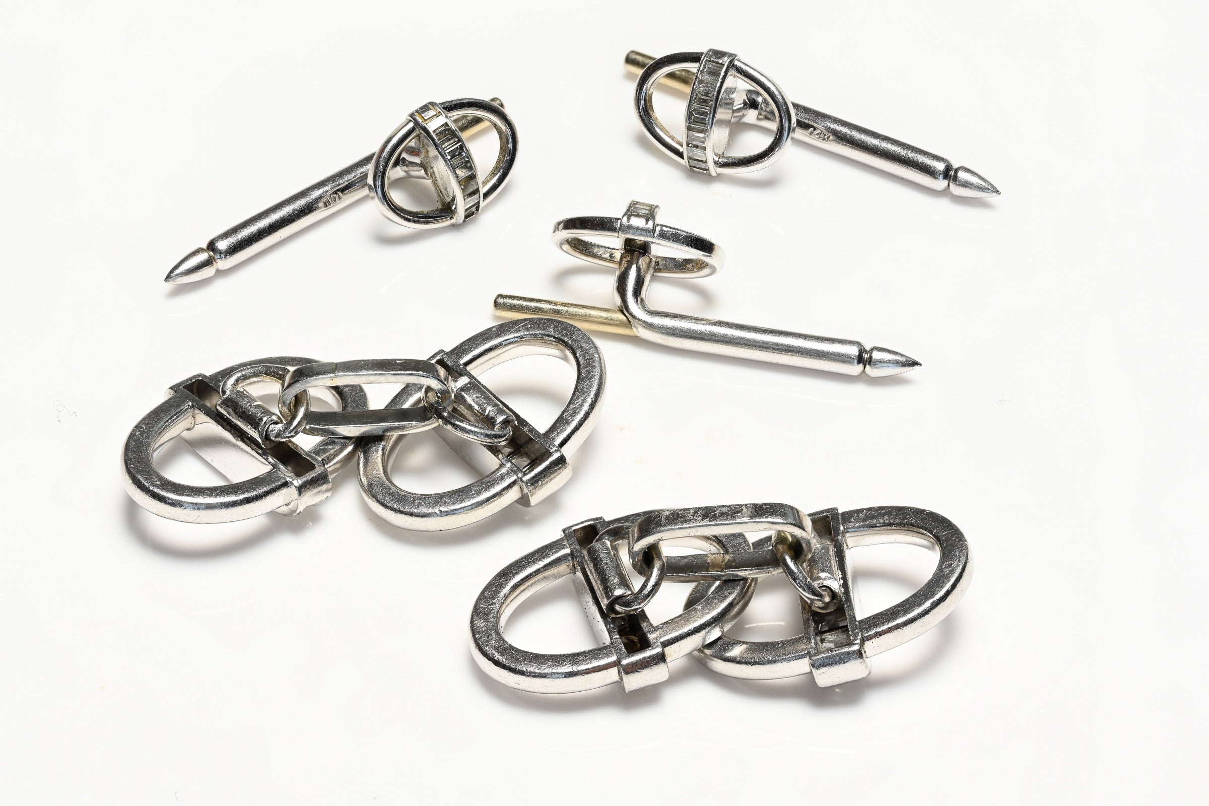 Platinum Diamond Cufflinks and Stud Set