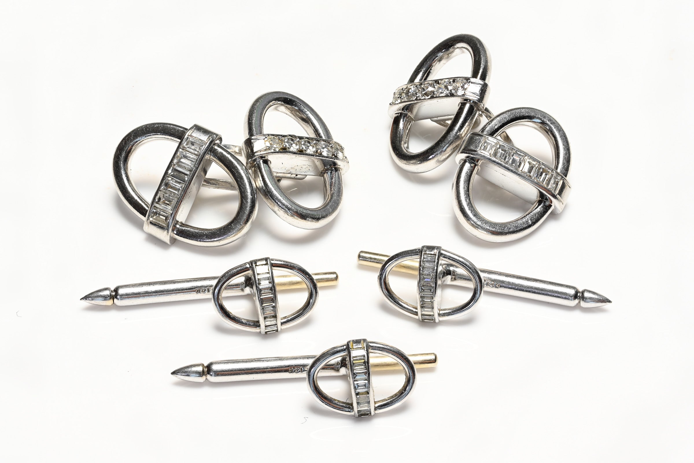 Platinum Diamond Cufflinks and Stud Set