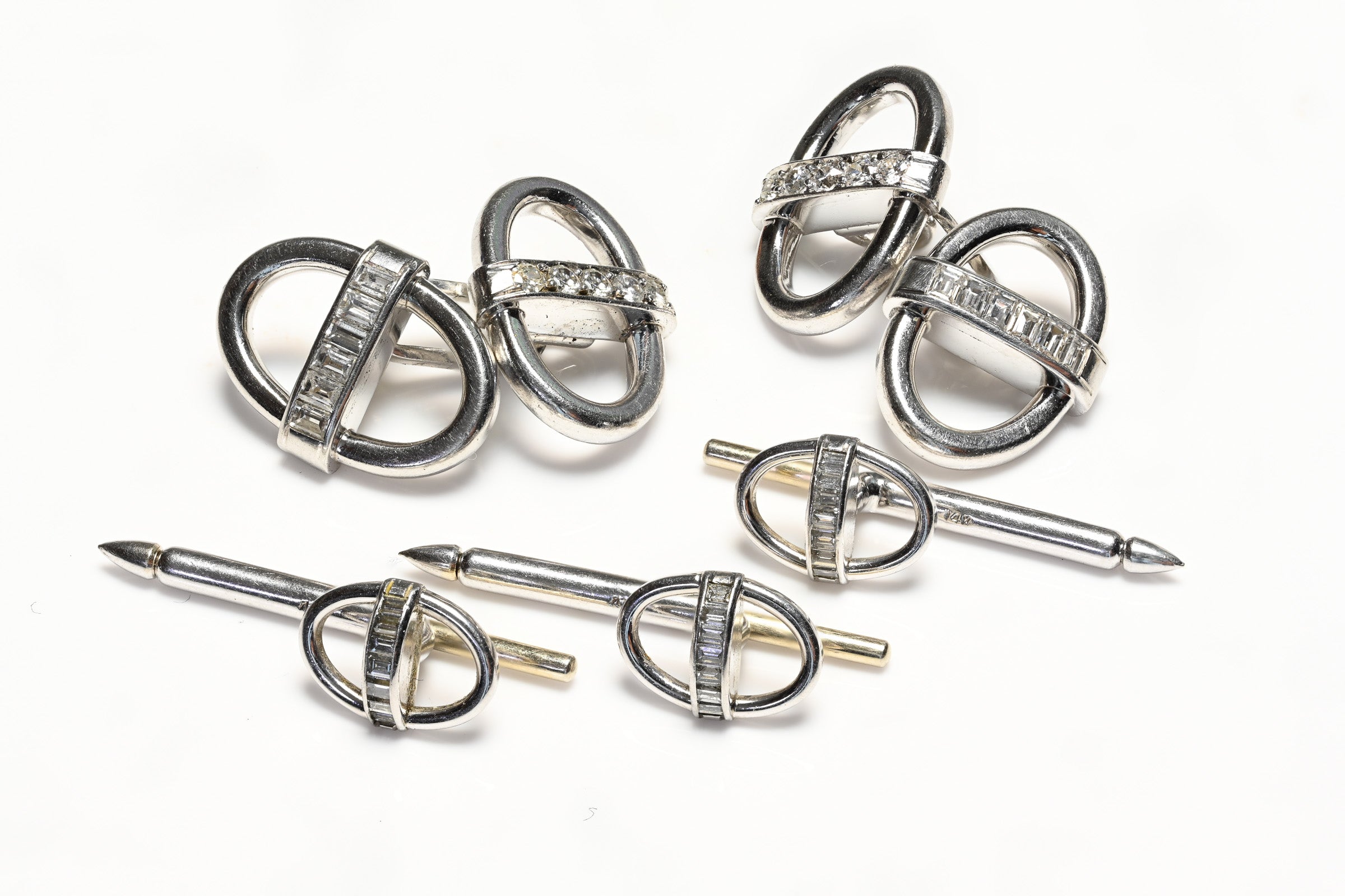 Platinum Diamond Cufflinks and Stud Set