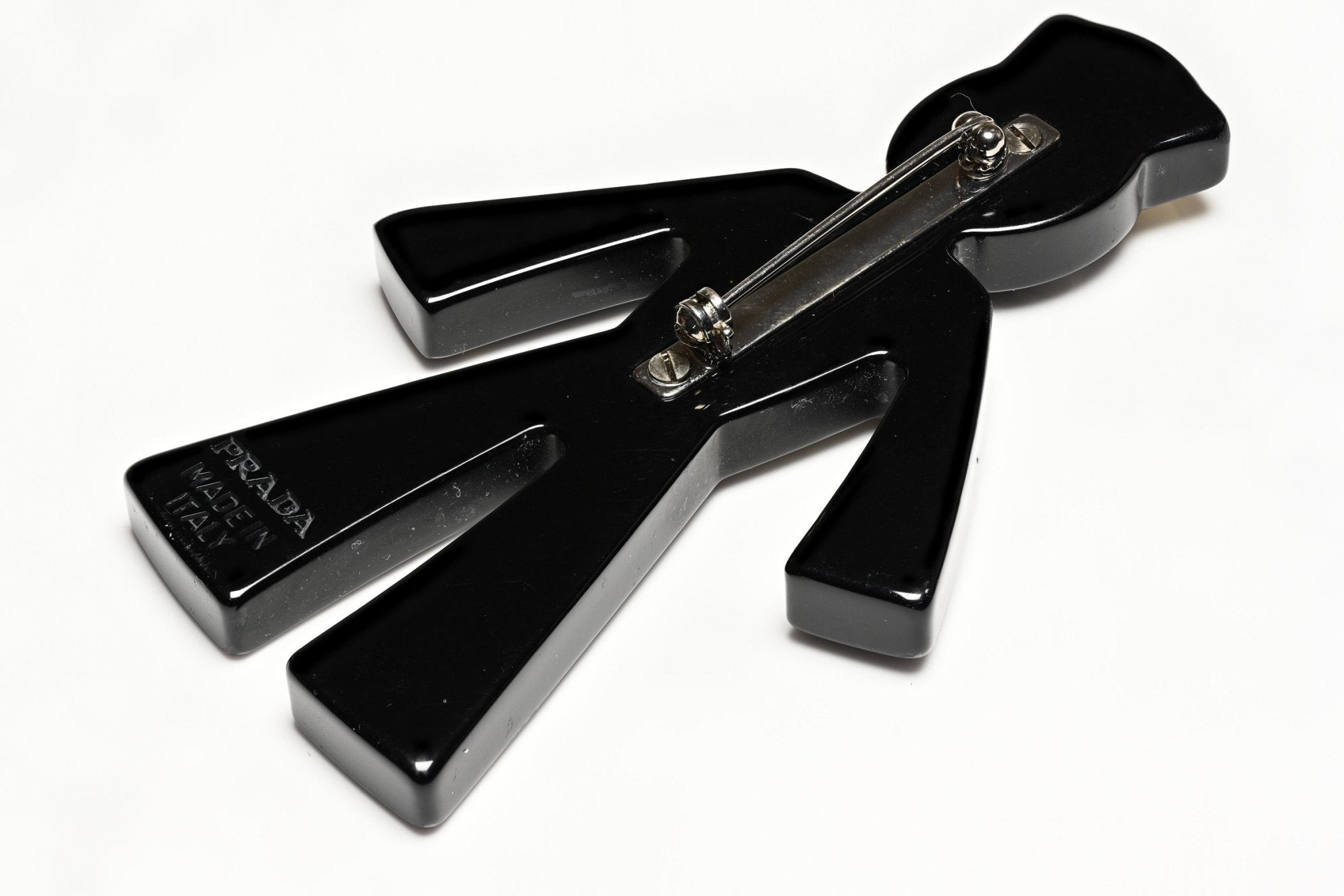 Prada Black Resin Yellow White Leather Sailor Brooch