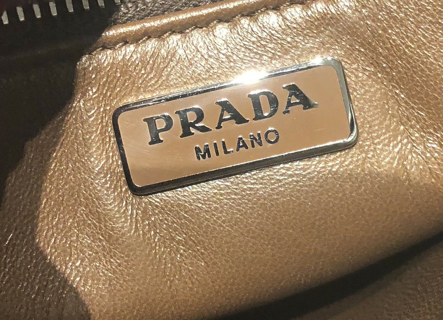 PRADA Lily Flower Print Brown Pink Leather Clutch Bag