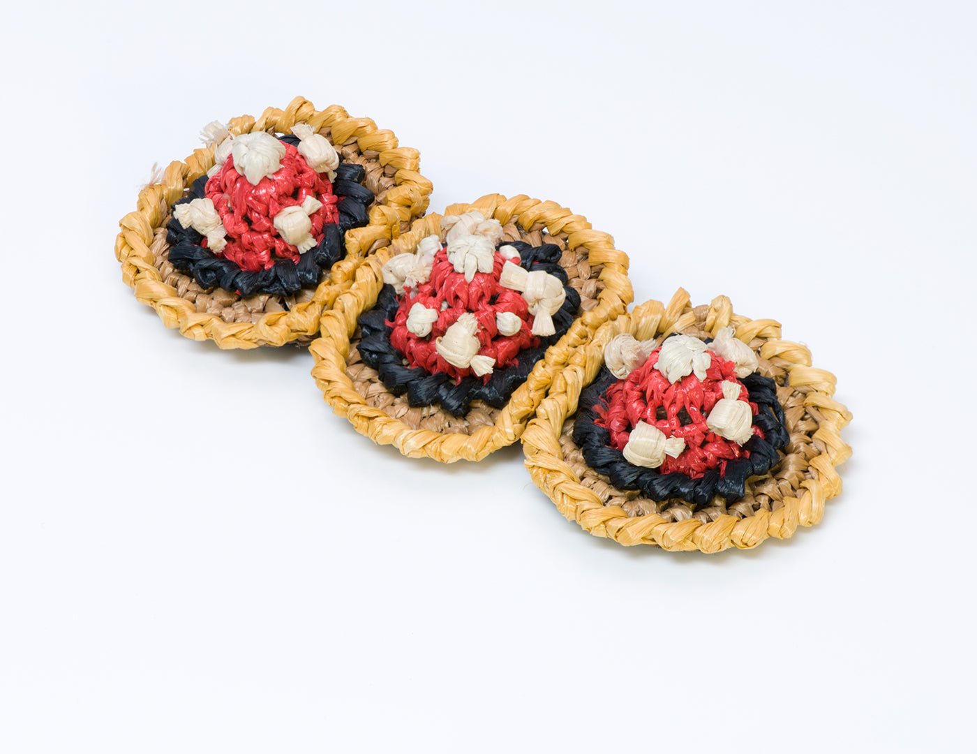 Prada Raffia Flower Brooch