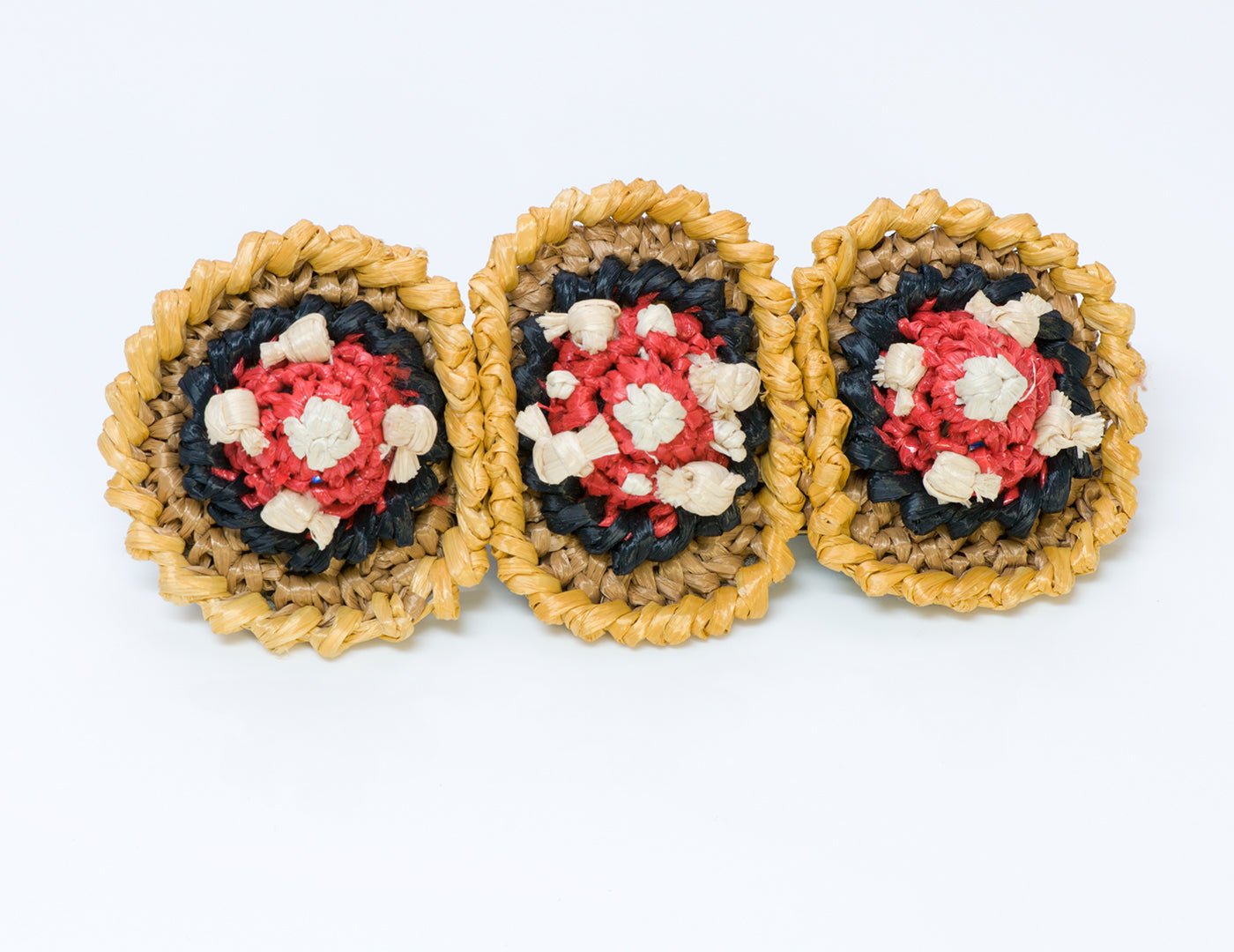 Prada Raffia Flower Brooch