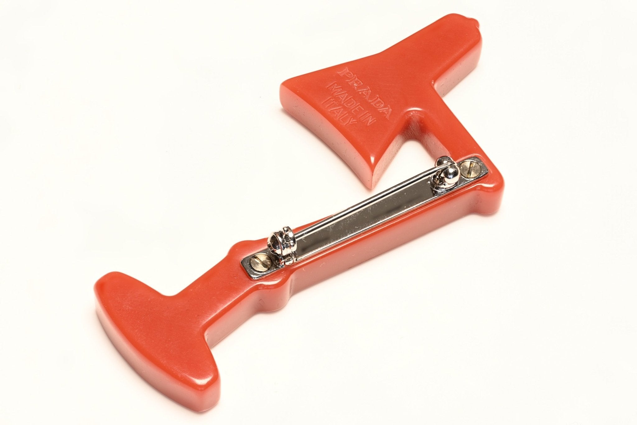 Prada Red Resin White Green Leather Desk Lamp Brooch