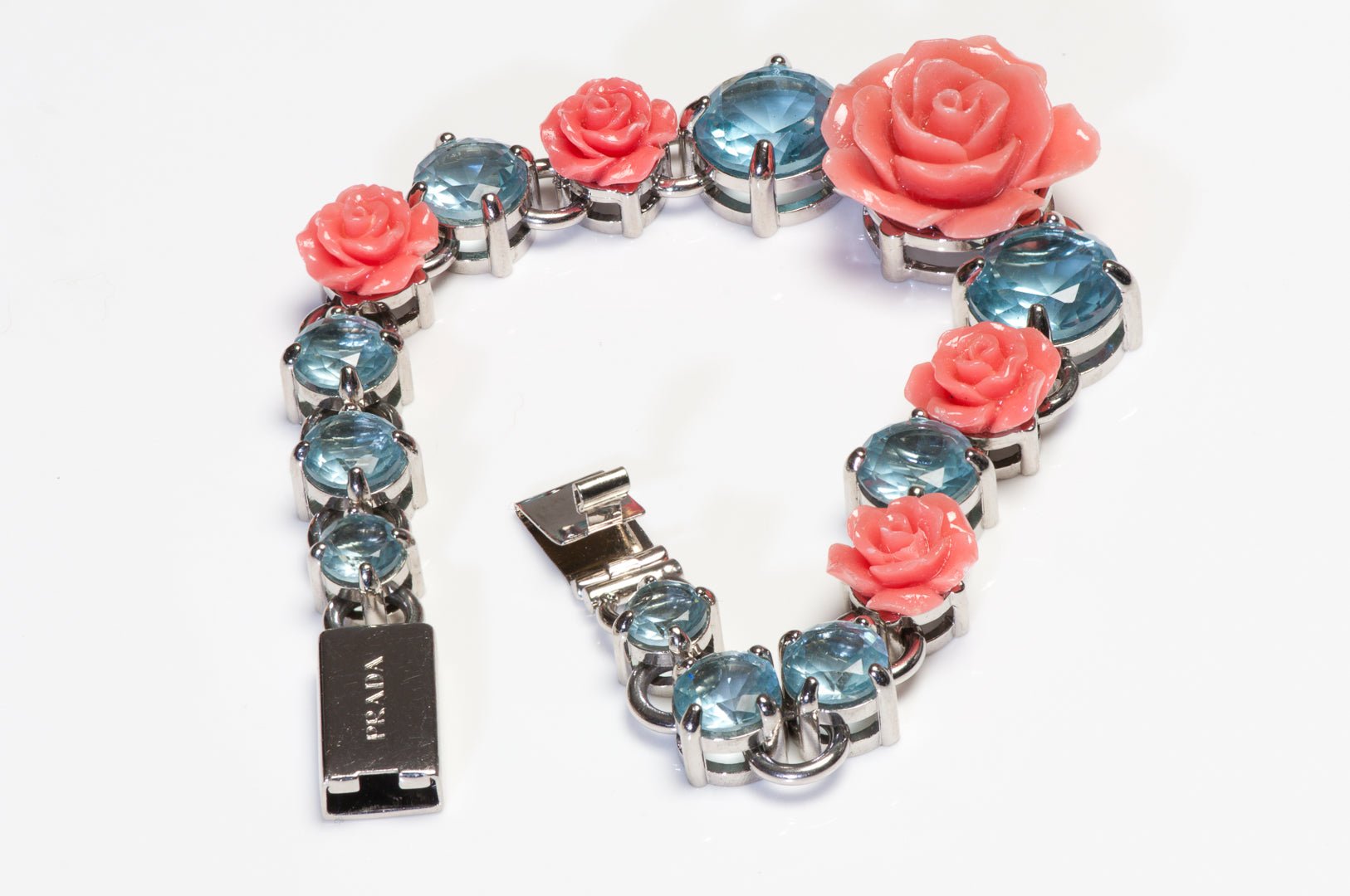 Prada Spring 2012 Blue Crystal Rose Resin Bracelet