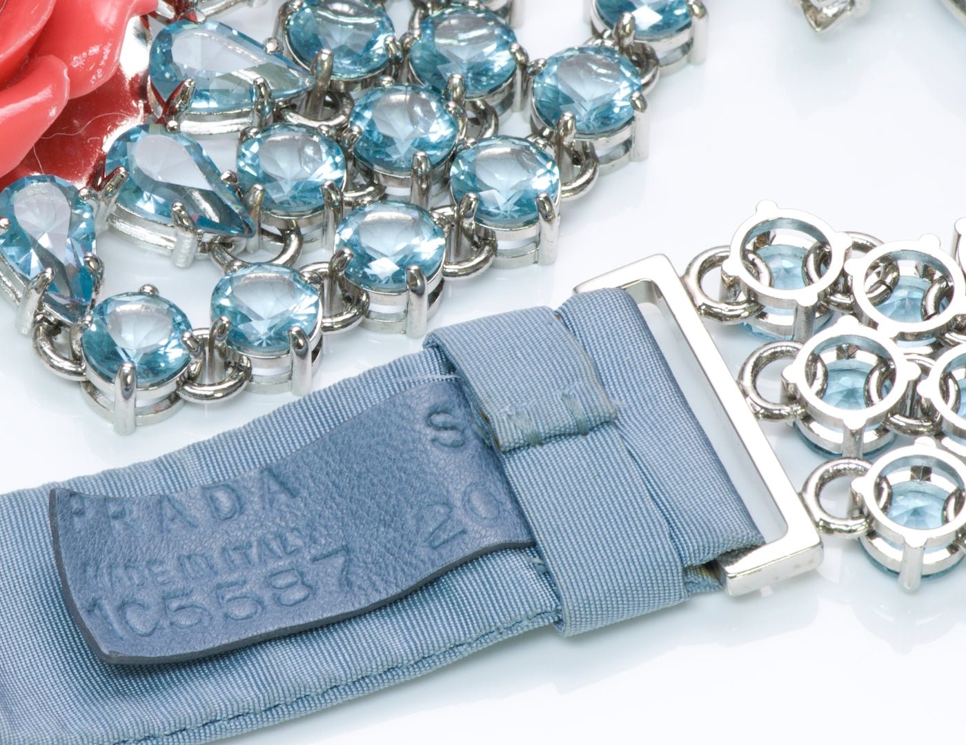 Prada Spring 2012 Blue Crystal Rose Women's Belt