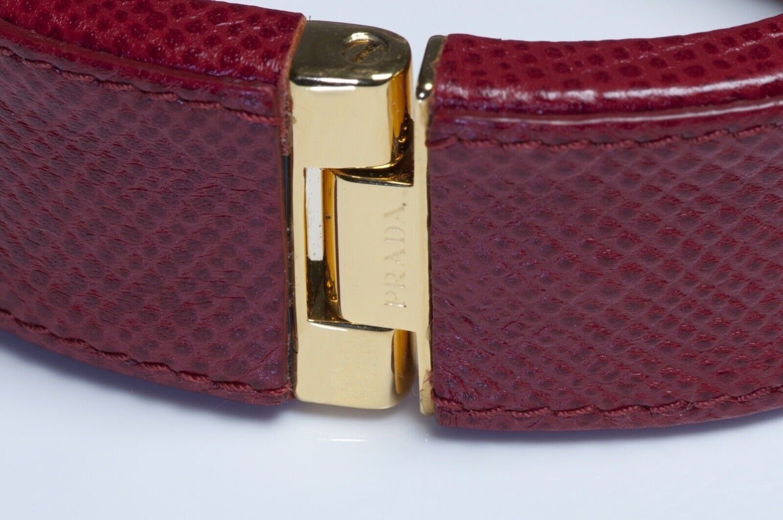 PRADA Spring 2014 Red Leather Crystal Geometric Women’s Bracelet