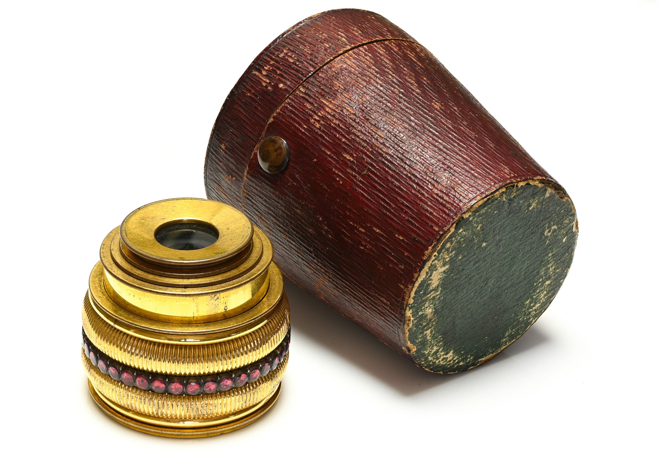 Early 19th Century Garnet-Set Miniature Spy Glass Telescope Monocular