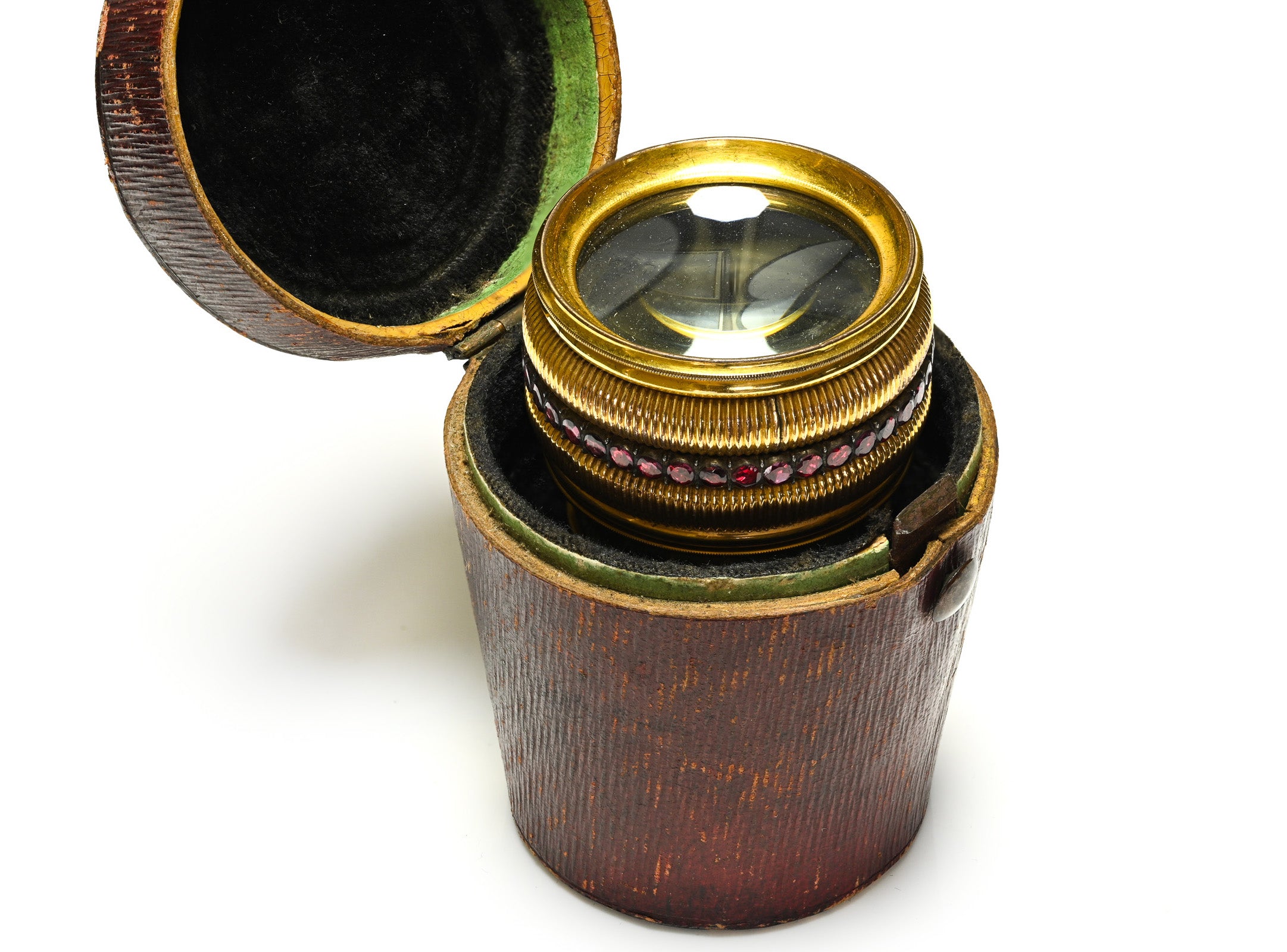 Early 19th Century Garnet-Set Miniature Spy Glass Telescope Box