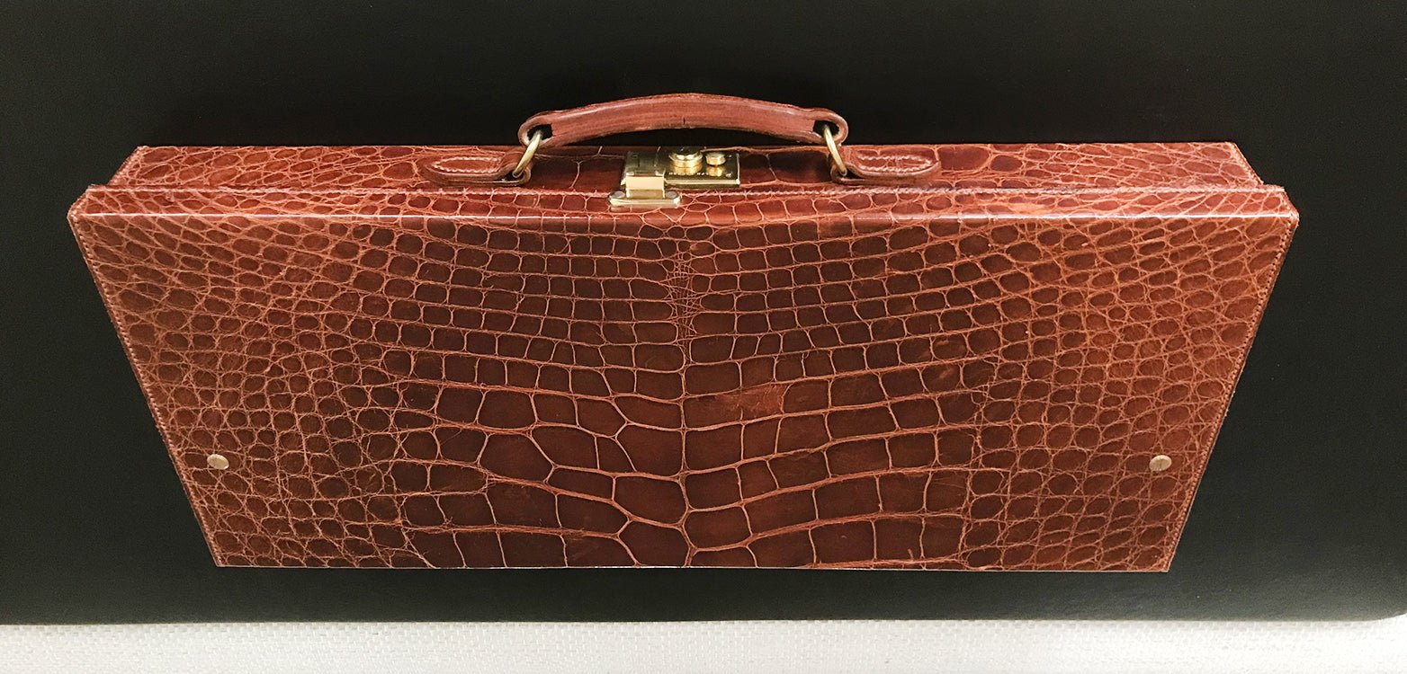 Ralph Lauren Collection Brown Alligator Travel Desk Attache Briefcase