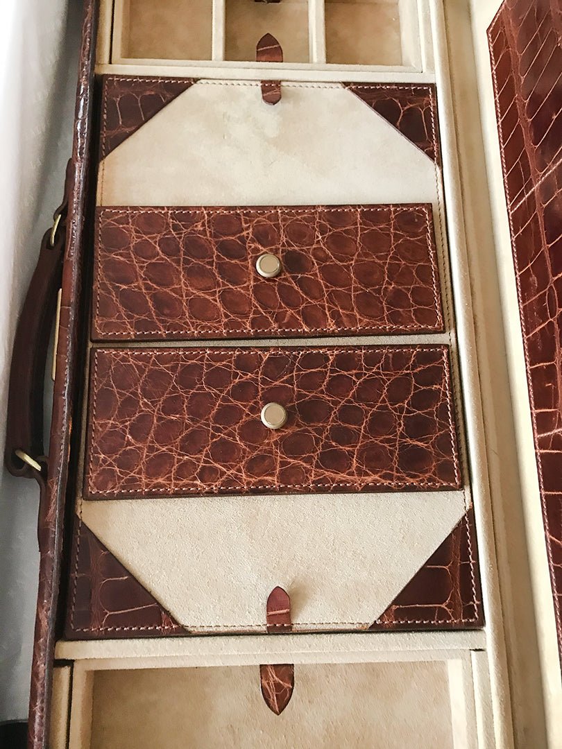 Ralph Lauren Collection Brown Alligator Travel Desk Attache Briefcase