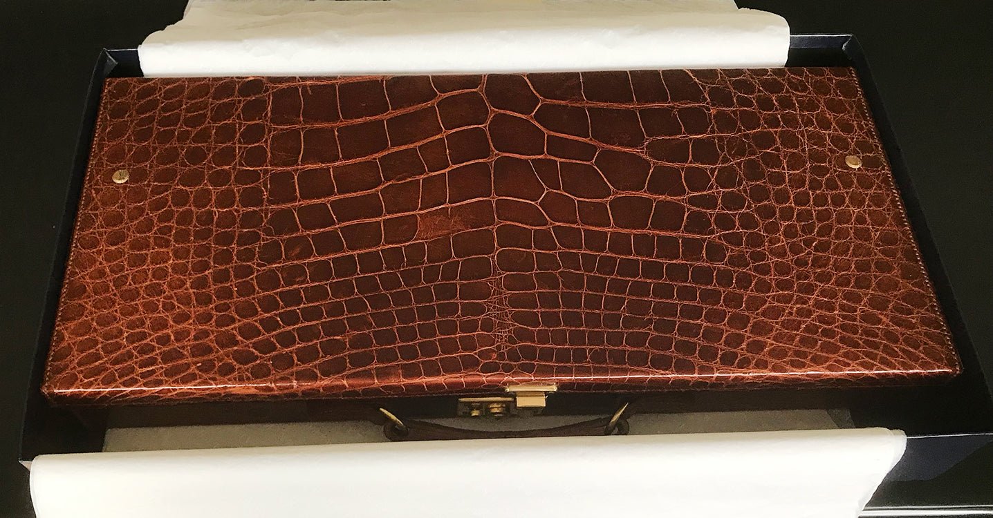 Ralph Lauren Collection Brown Alligator Travel Desk Attache Briefcase