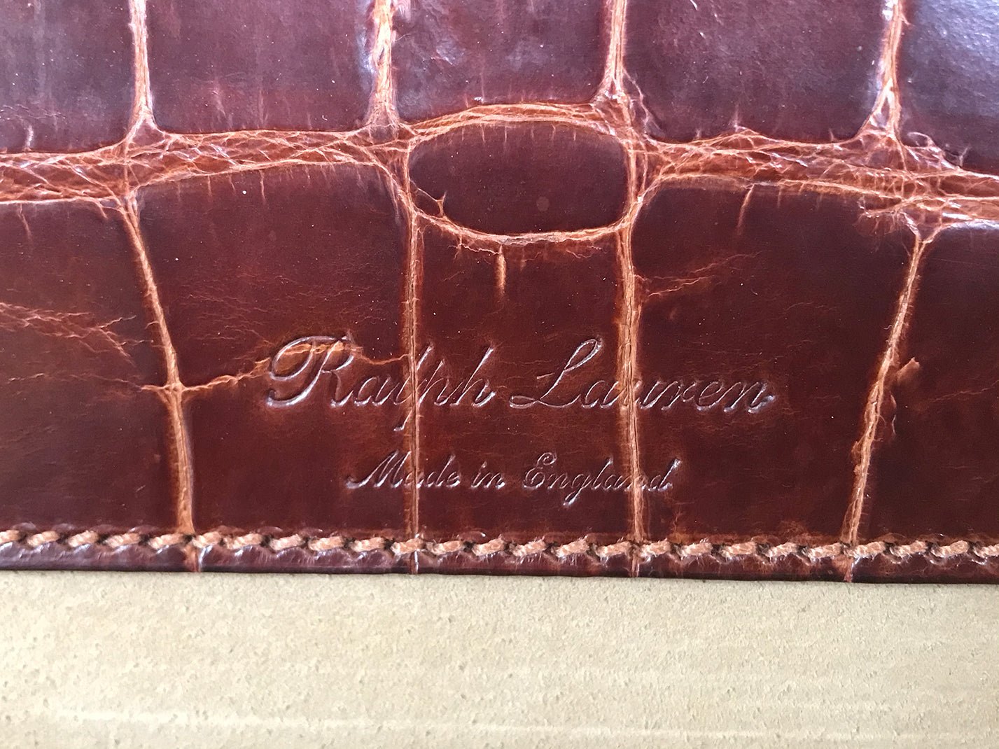 Ralph Lauren Collection Brown Alligator Travel Desk Attache Briefcase