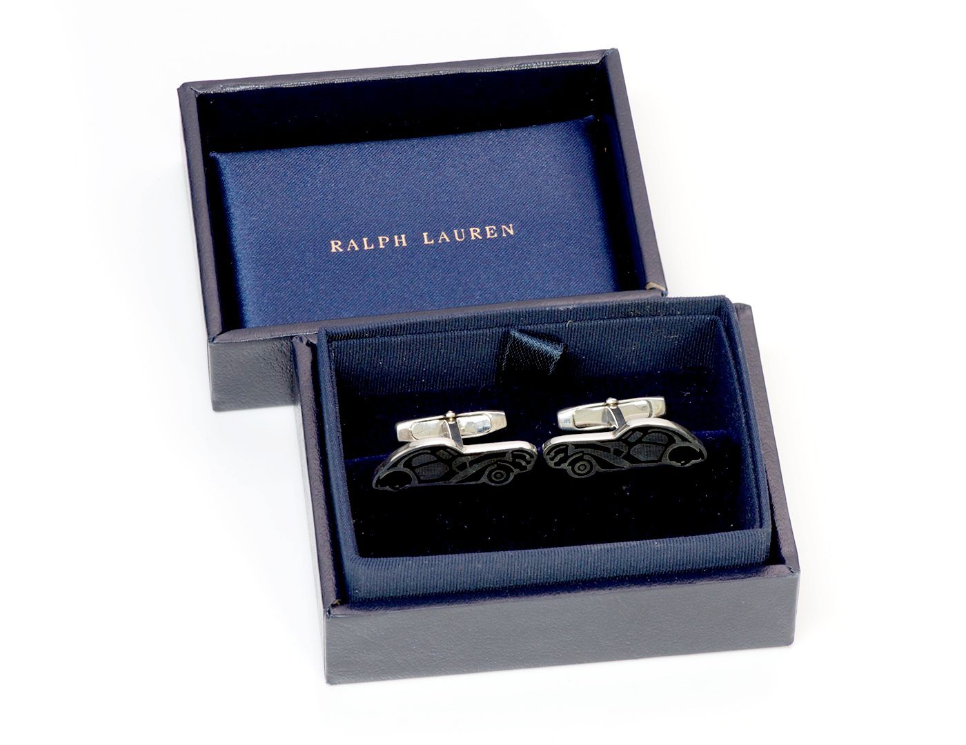 Ralph Lauren Silver Enamel Car Cufflinks