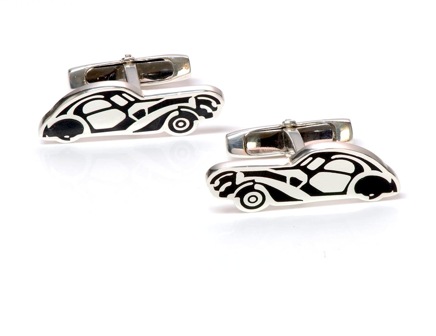 Ralph Lauren Silver Enamel Car Cufflinks
