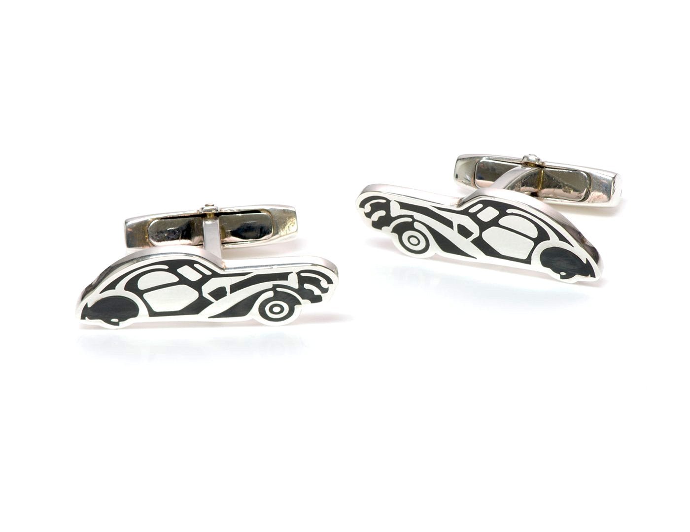 Ralph Lauren Silver Enamel Car Cufflinks