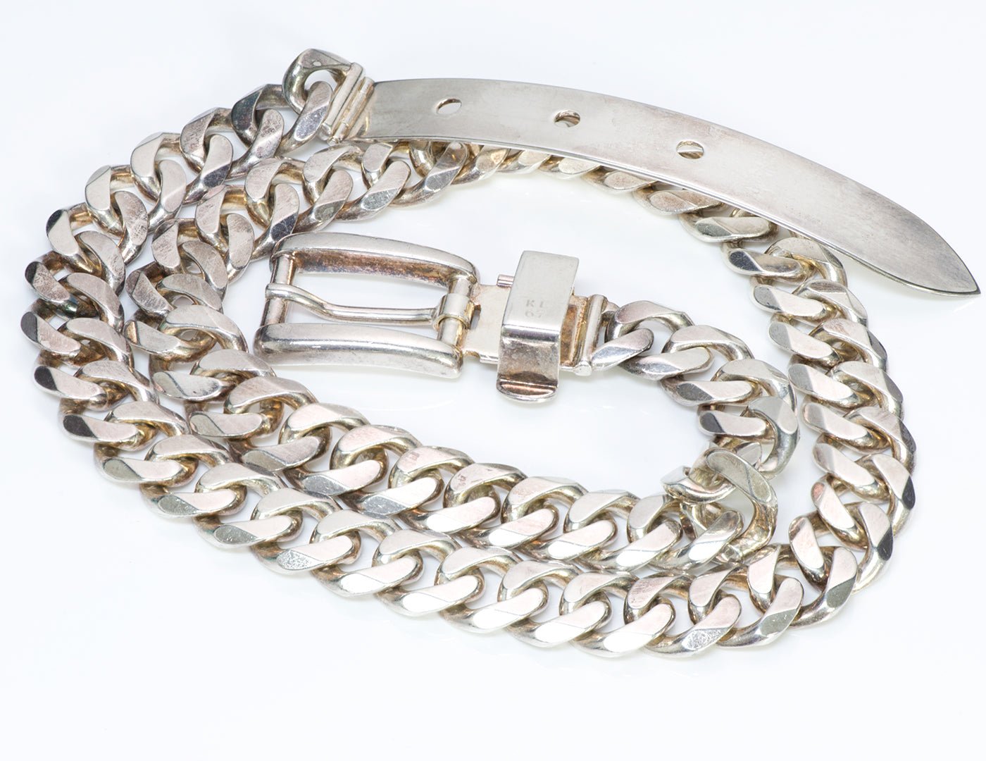 Ralph Lauren Sterling Silver Chain Buckle Belt