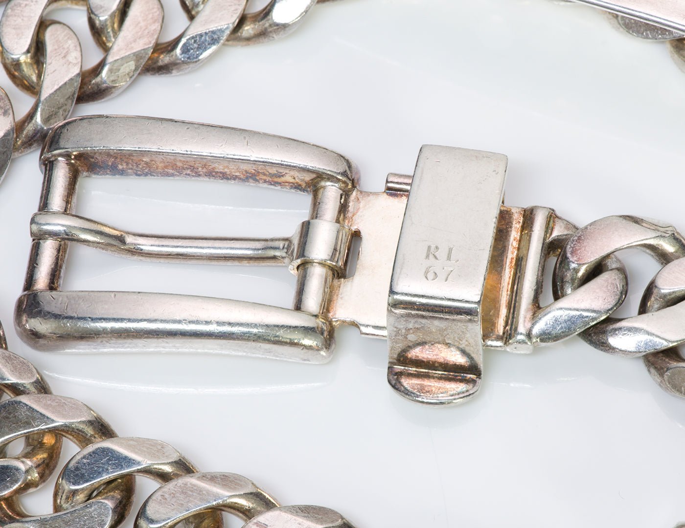 Ralph Lauren Sterling Silver Chain Buckle Belt