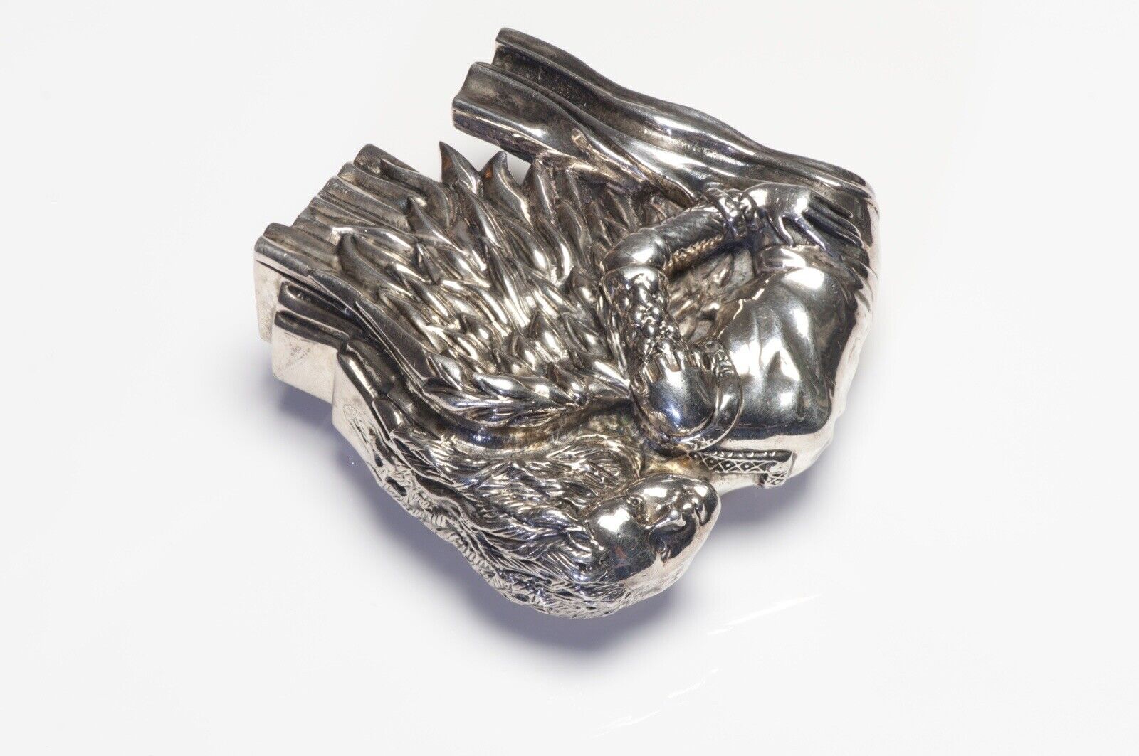 Rare 1995 Barry Kieselstein Cord Sterling Silver Angel Belt Buckle