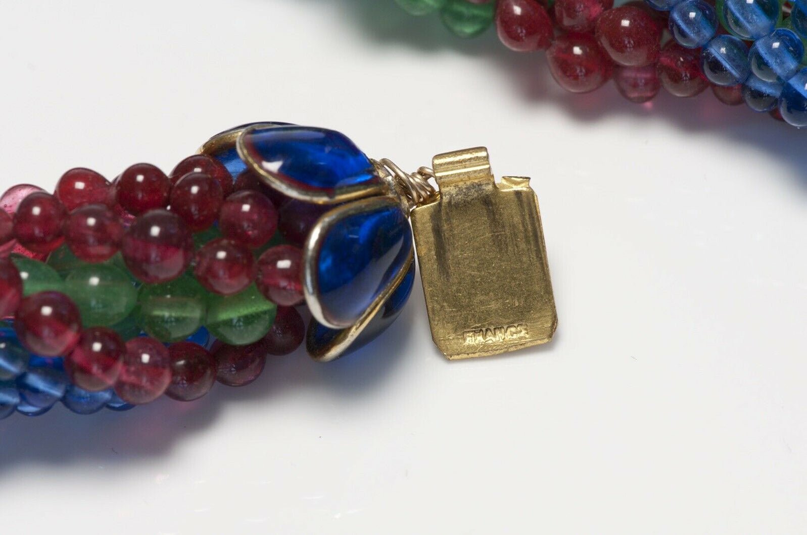 Rare Coco CHANEL Gripoix 1930’s Blue Green Red Glass Beads Necklace