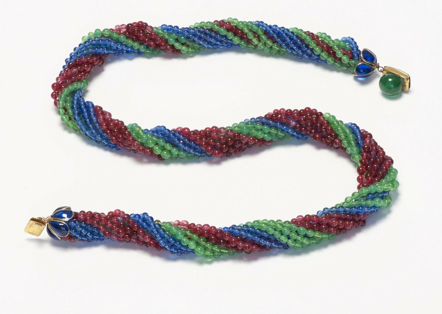 Rare Coco CHANEL Gripoix 1930’s Blue Green Red Glass Beads Necklace