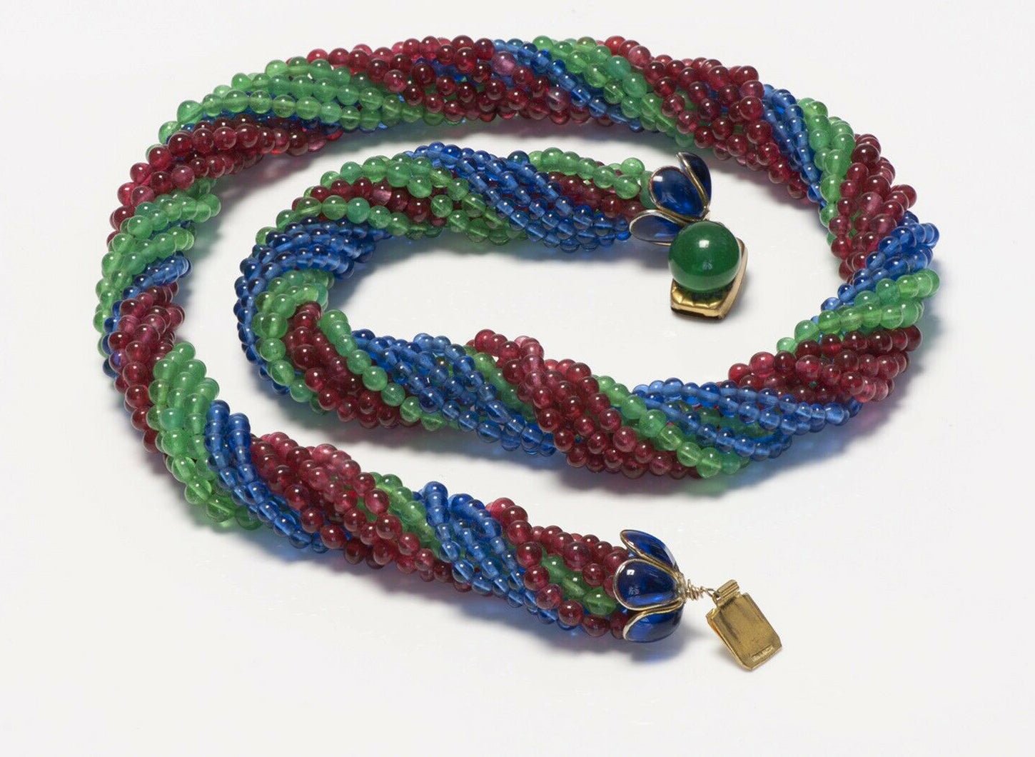 Rare Coco CHANEL Gripoix 1930’s Blue Green Red Glass Beads Necklace