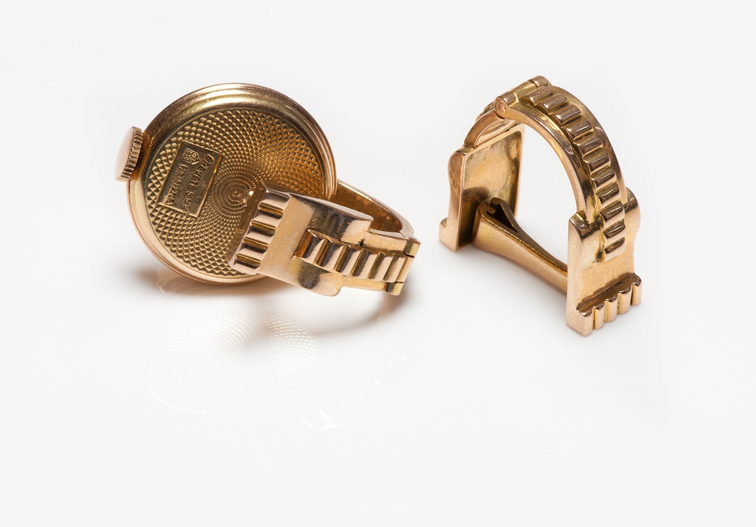 Rare Vintage 1930's UTI 18K Gold Watch Cufflinks