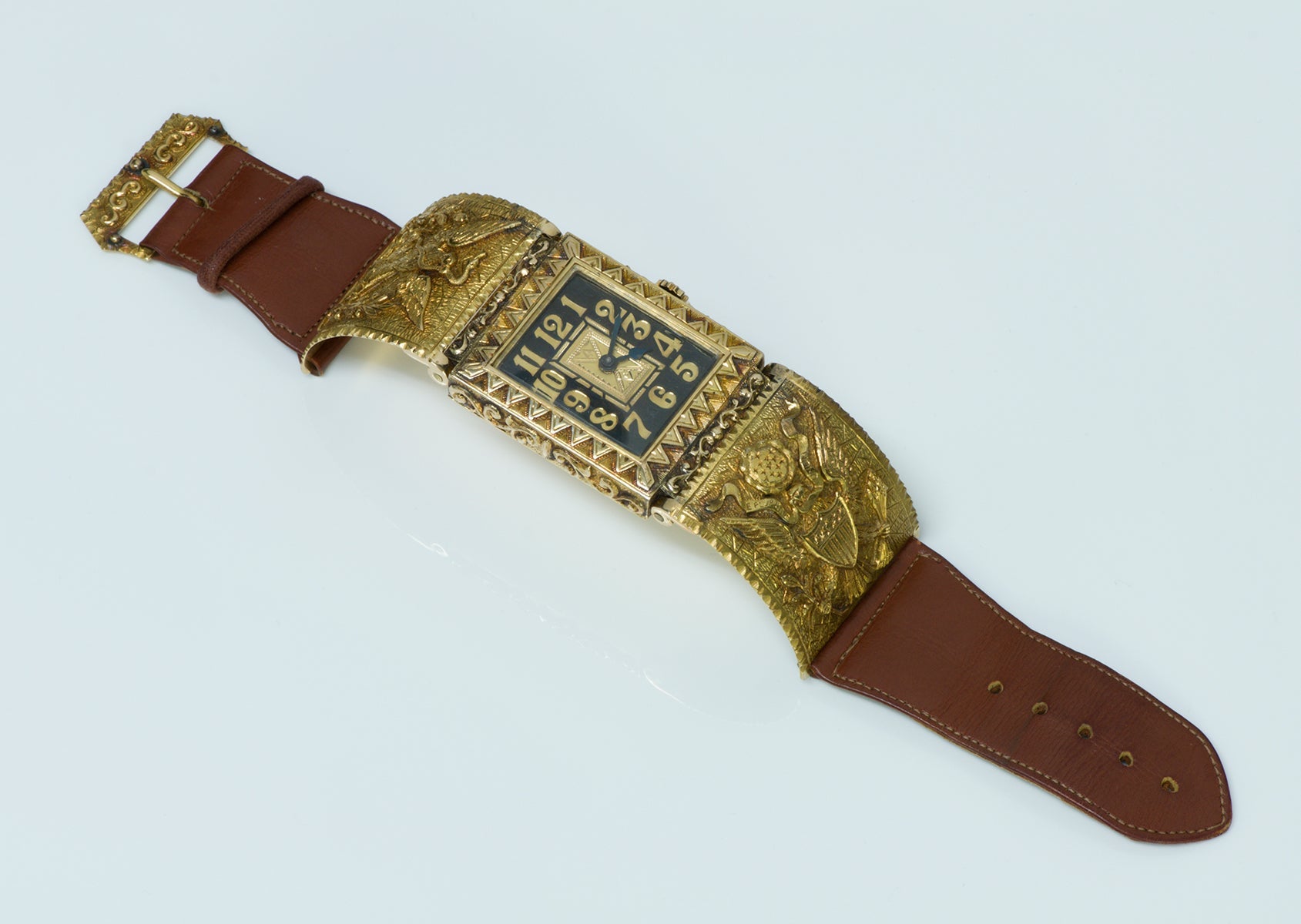 Rare Vintage Engraved Gold Custom Made Men's Watch