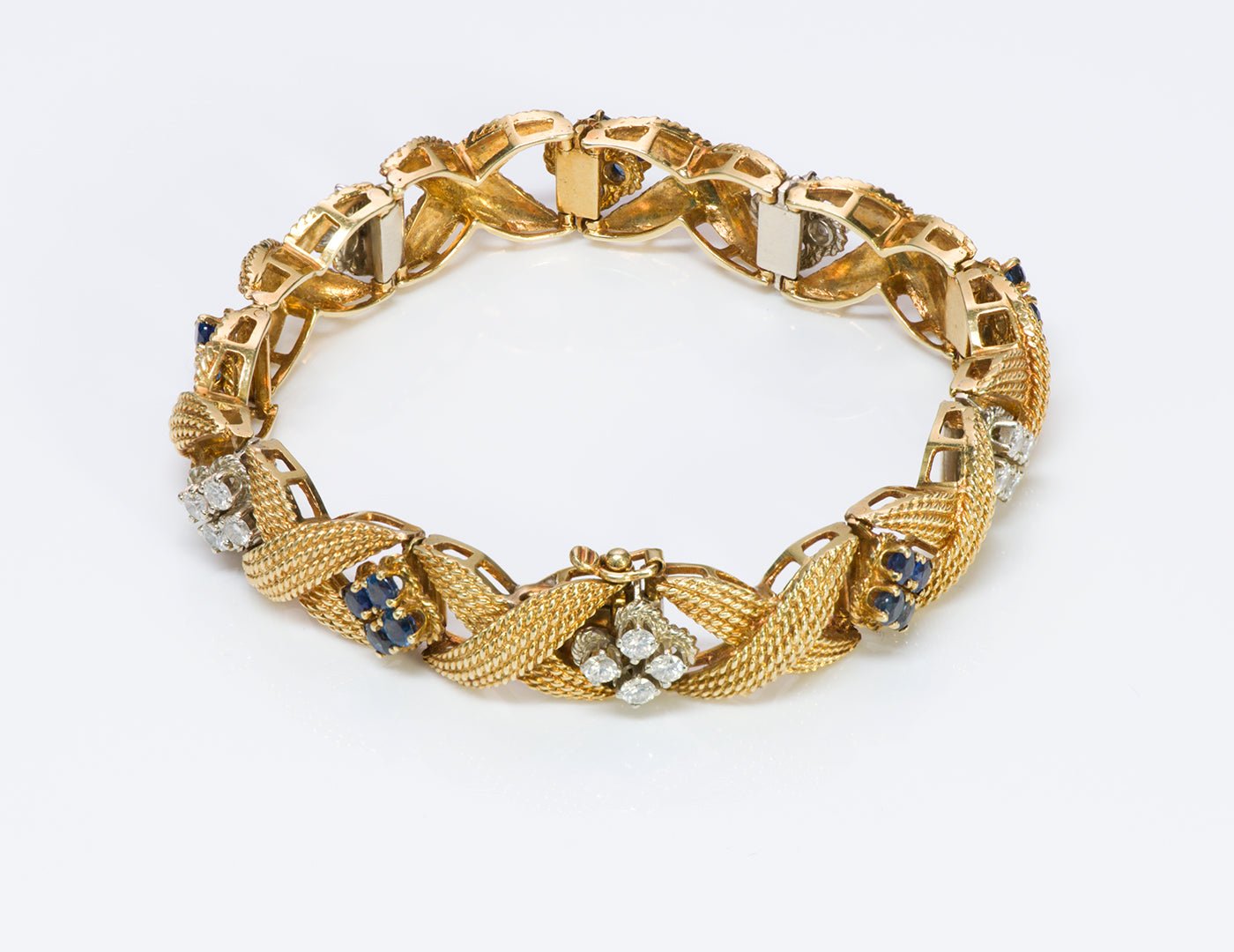 Raymond Yard Diamond Sapphire 18K Gold Bracelet