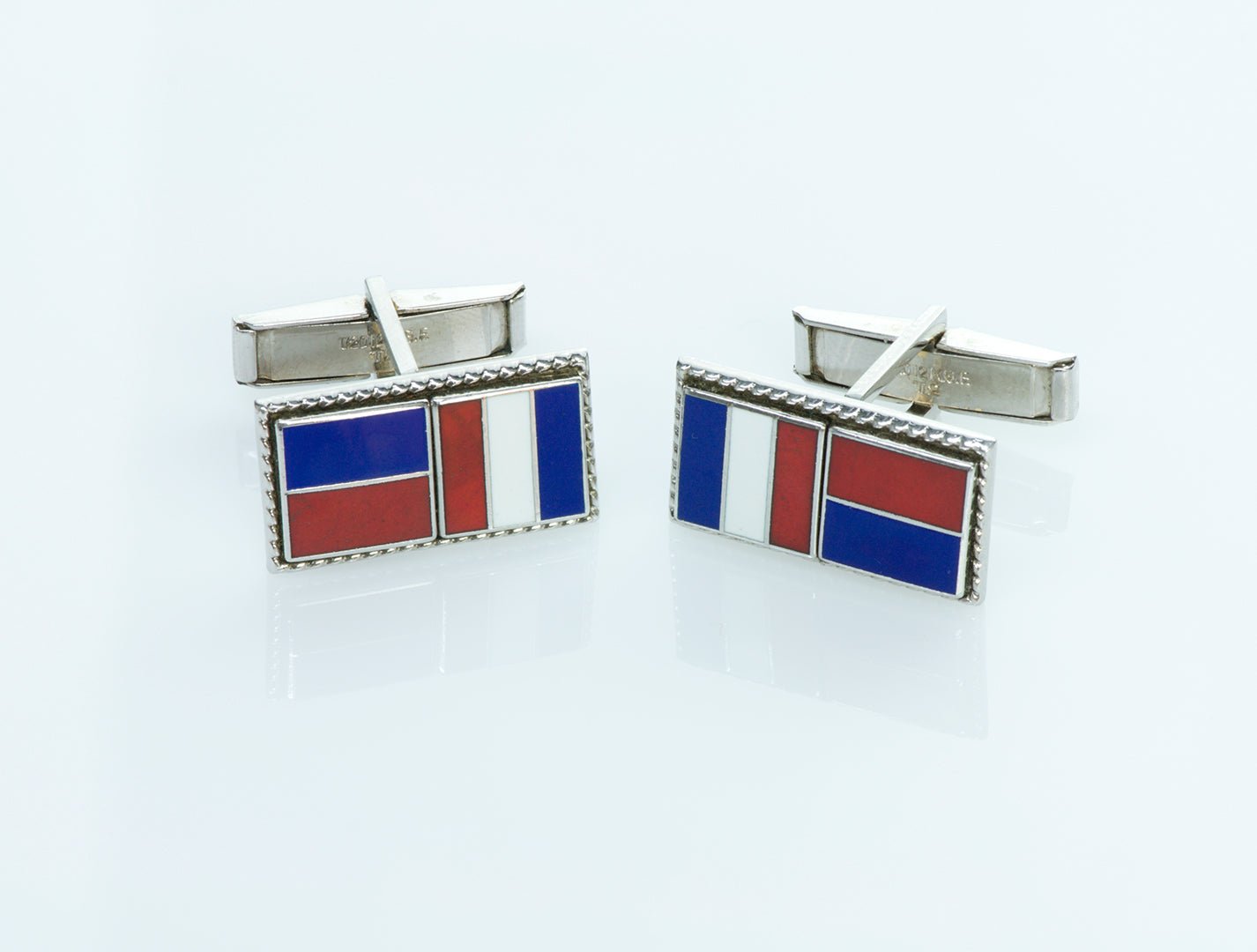 Red White & Blue Sterling Enamel Cufflinks