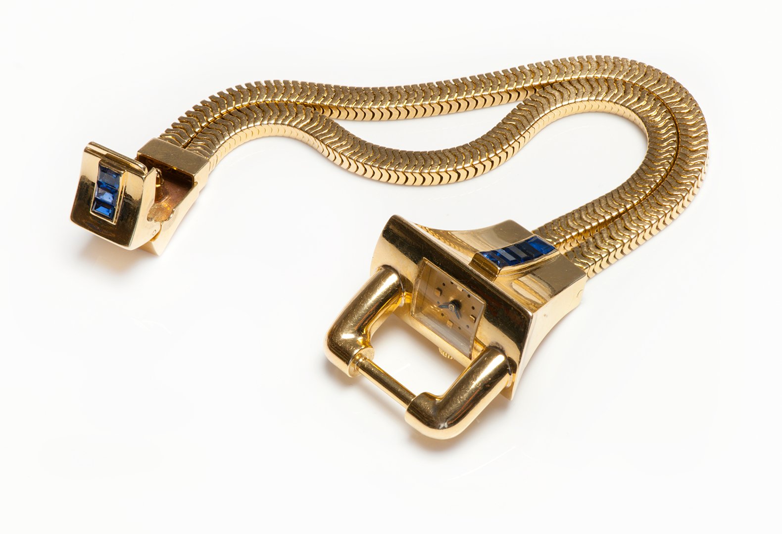 Regner Paris 18K Gold Sapphire Retro Bracelet Watch