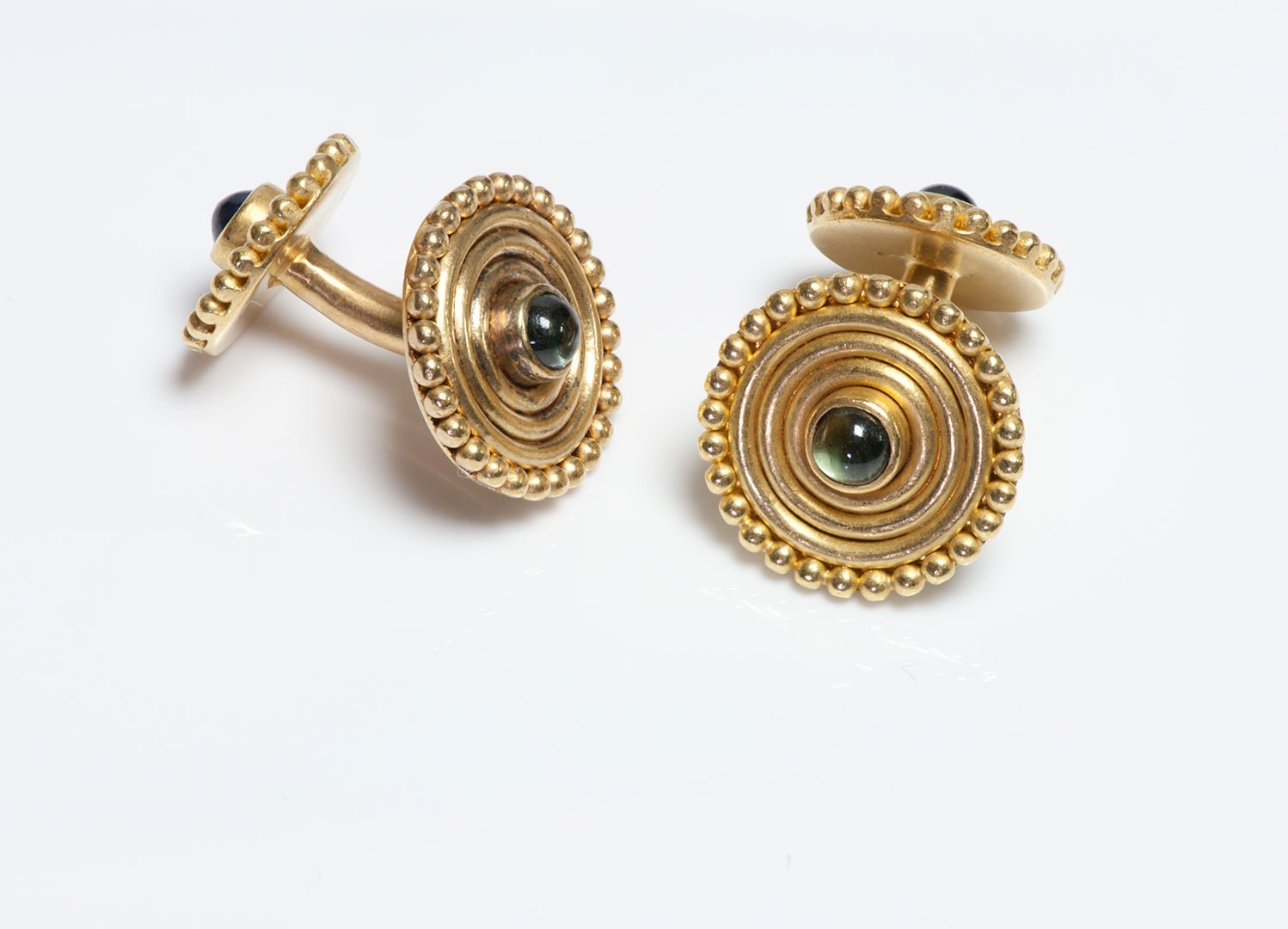 Reinstein Ross 22K Yellow Gold Gemstone Disc Cufflinks