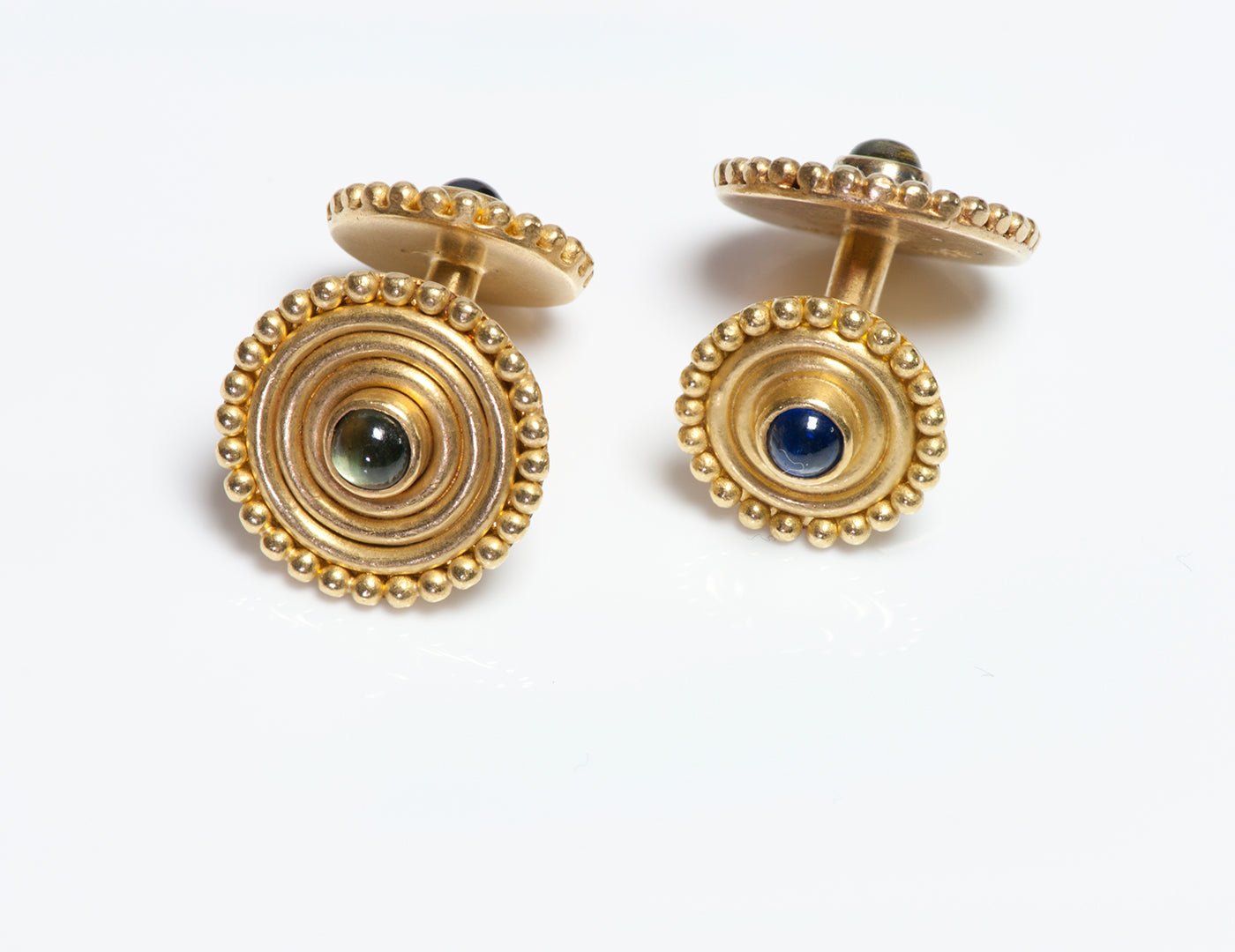 Reinstein Ross 22K Yellow Gold Gemstone Disc Cufflinks