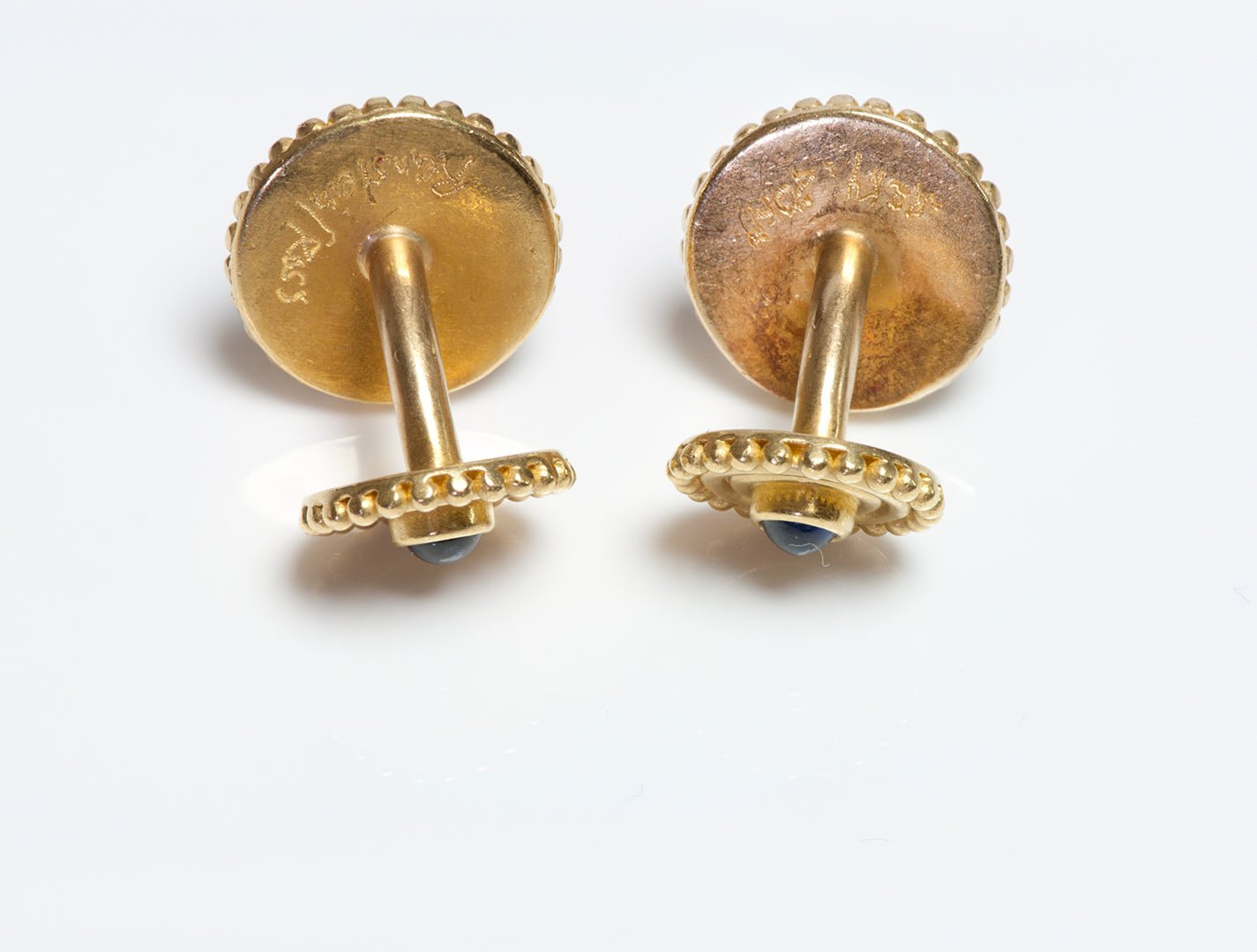 Reinstein Ross 22K Yellow Gold Gemstone Disc Cufflinks